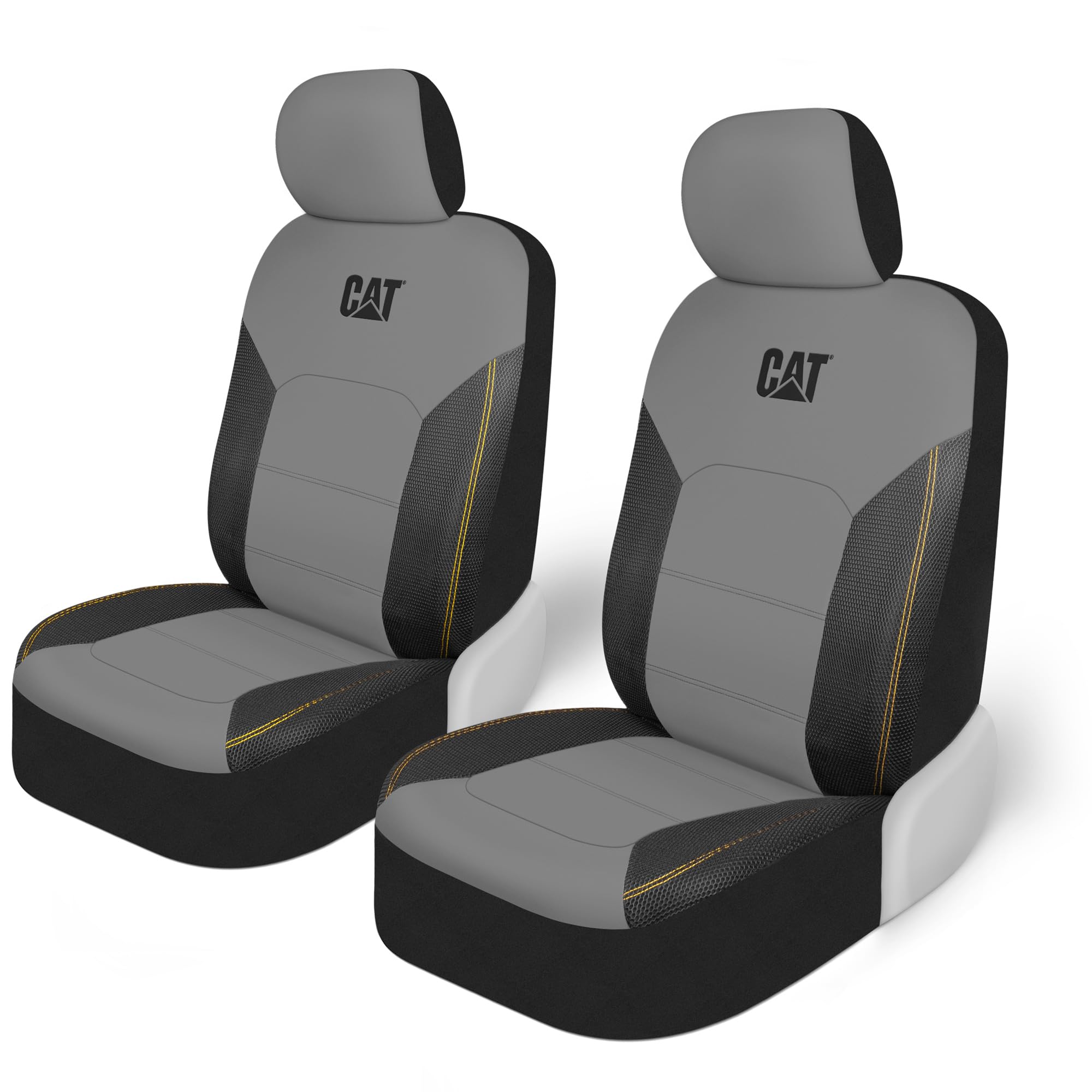 Cat FlexHybrid Car Seat Covers, Gray Premium Faux Leather + Mesh Seat Covers for Cars Trucks SUV, Universal Fit Car Seat Covers 