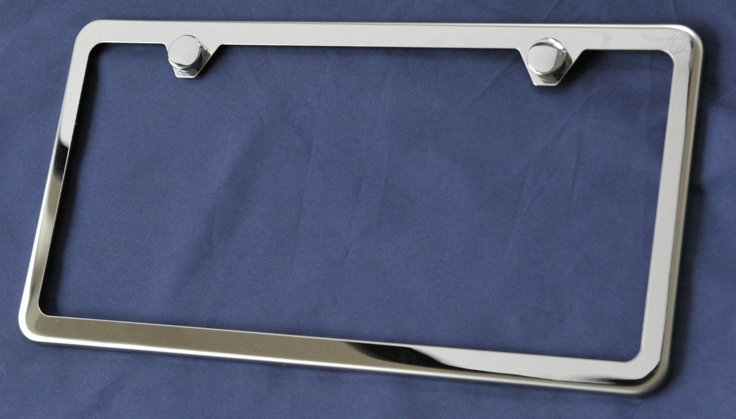 LFPartS 2 Hole Slim Polished Stainless Steel License Plate Frame, Chrome Finish, Model US-2HLFSS-304SS