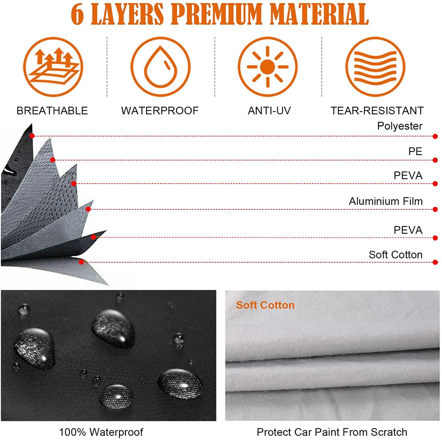 Waterproof Car Covers Replace For 2020-2025 Toyota Corolla Cross, 6 Layers All Weather Car Cover With Zipper Door & Windproof Ba