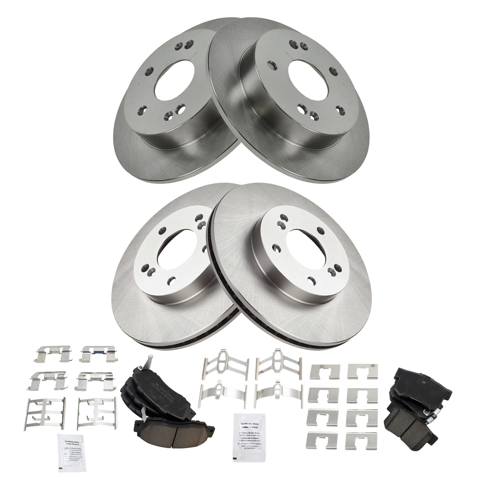 Trq Front And Rear Brake Pad & Rotor Kit Brake Pads Brake Rotor Ceramic Compatible With 1997-2001 Honda Prelude