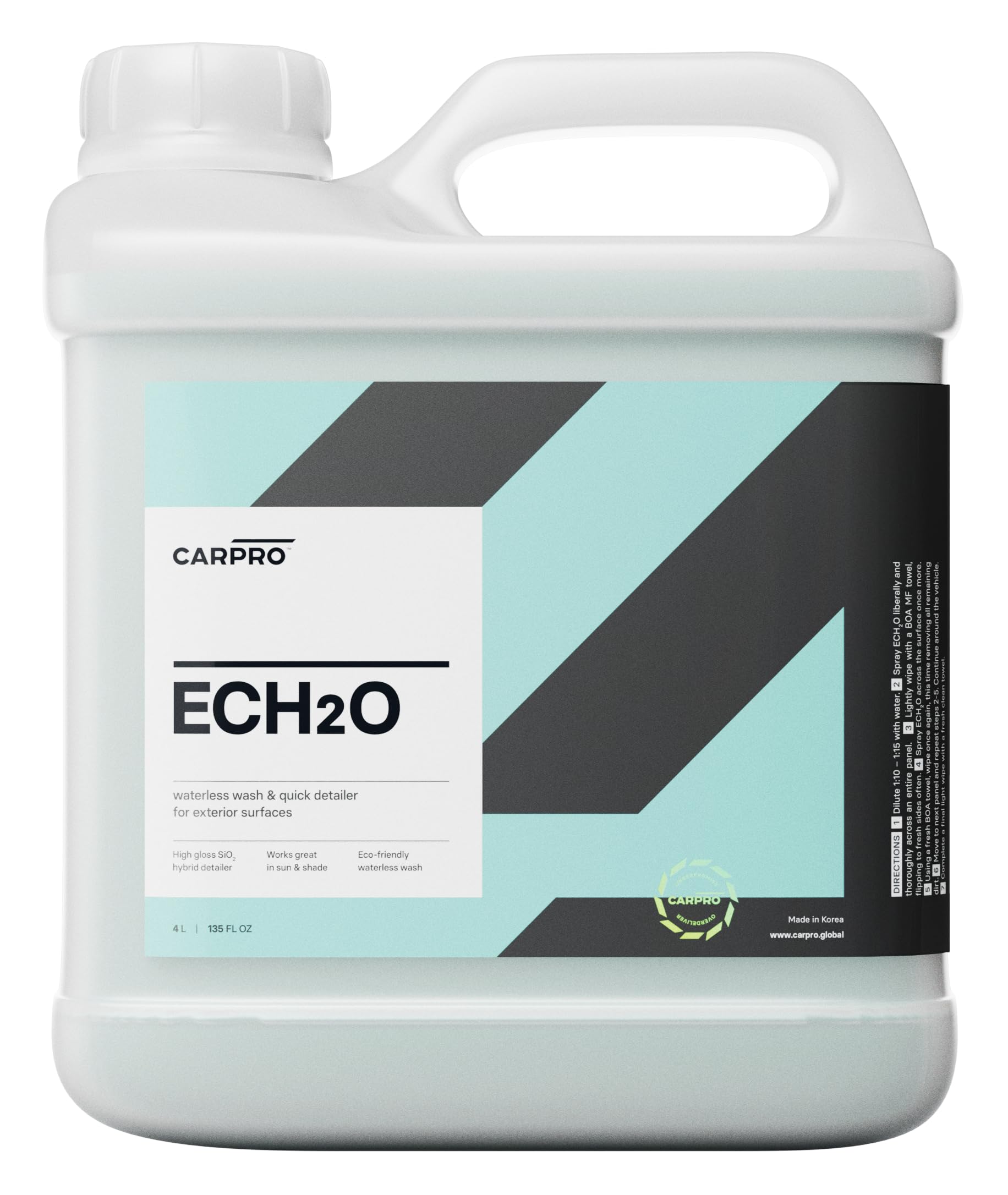 CARPRO ECH2O Waterless Wash - High Gloss Detail Spray & Clay Lubricant Concentrate, 4 Liter (135oz), Model CPEC4L