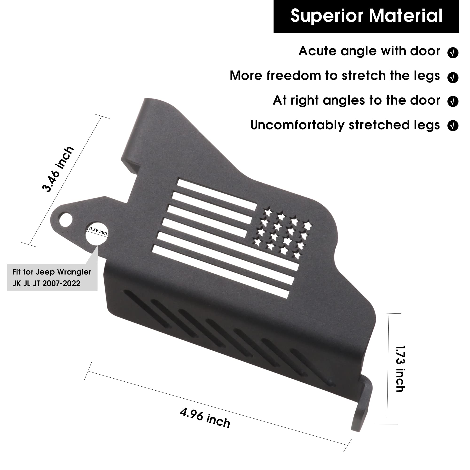 Upgrade Door Hinge Foot Pegs For Jeep Wrangler, Sukemichi Black Steel Exterior Foot Peg Rest Pedals For 2007-2024 Jeep Wrangler