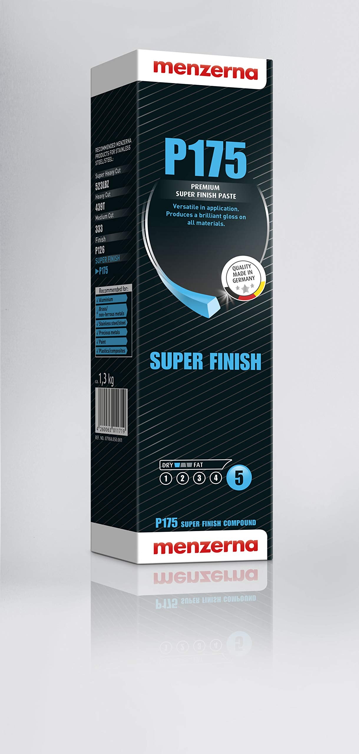 Menzerna P175 Super Finishing Paste - 1.3 kg, White, Plastic Formula for All Surfaces