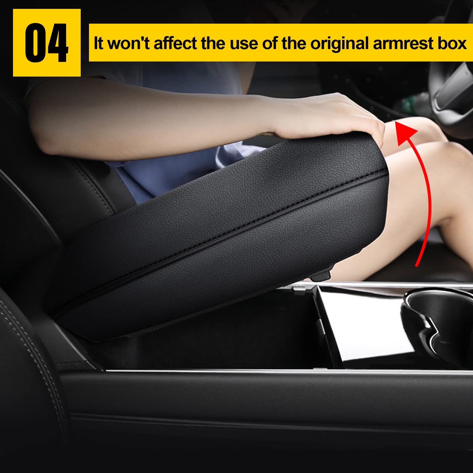 Aomsazto Armrest Cover For Civic Honda 2012-2015 Black Center Console Pad For Civic