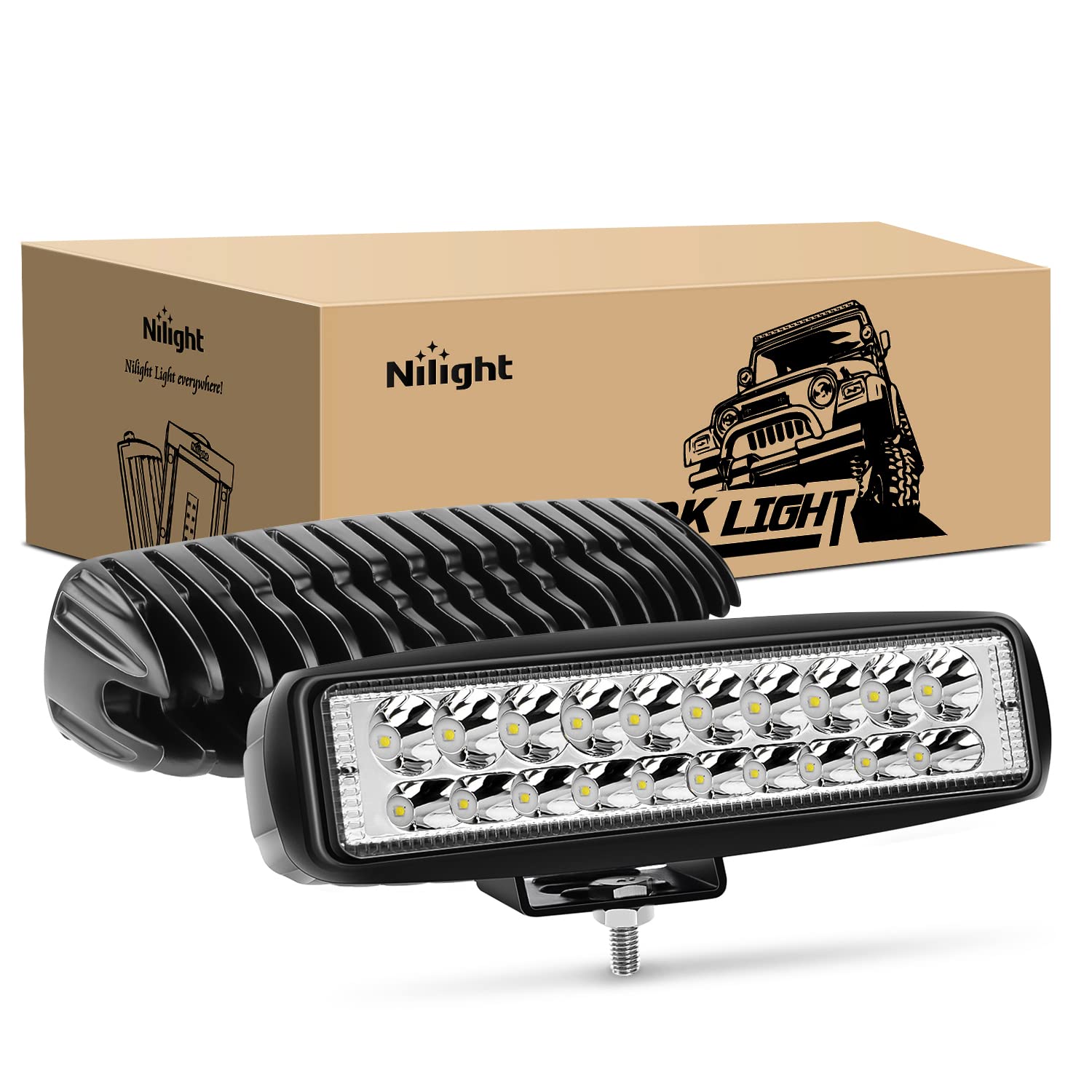 Nilight 2Pcs Led Pods 6 Inch 60W Spot Light Bar 3000Lm Driving Fog Off Road Lights 12V/24V For Trucks Jeep Utv Atv Marine Boat G