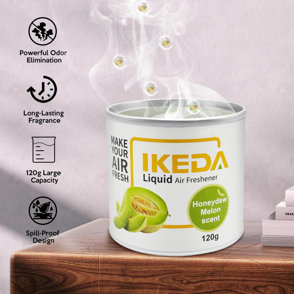 Ikeda Scents Car Air Freshener: Honeydew Melon Scent Liquid Cans | Odor Elimination | Smoke Smell Remover | Strong Long-Lasting
