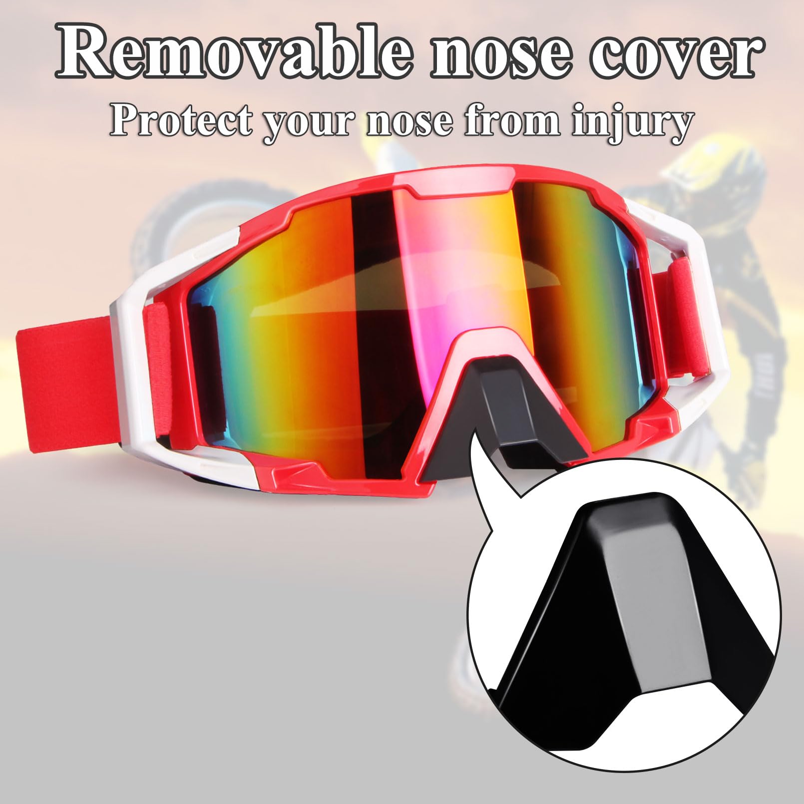Xyop Atv Goggles Dirt Bike Goggles Motorcycle Motocross Goggles Wide Vision Glasses Bike Riding Goggles Ski Goggle Uv400 Anti-Fog Scratch Windproof Dustproof For Men Women Youth Kids Colorful Lens