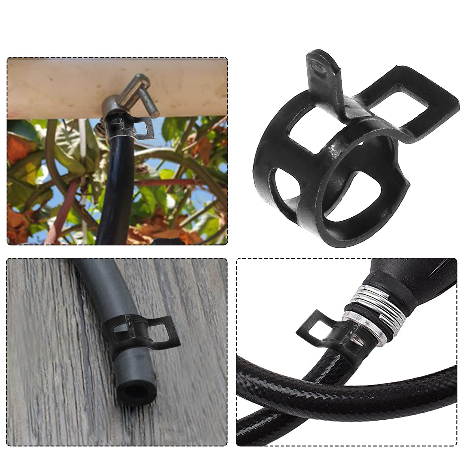 Rierdge 40 Pcs 2/5 Inch Id Spring Band Type Clamps, 10Mm Fuel Hose Clamps Fasteners, Black Spring Hose Clip For Fuel Hose Line W