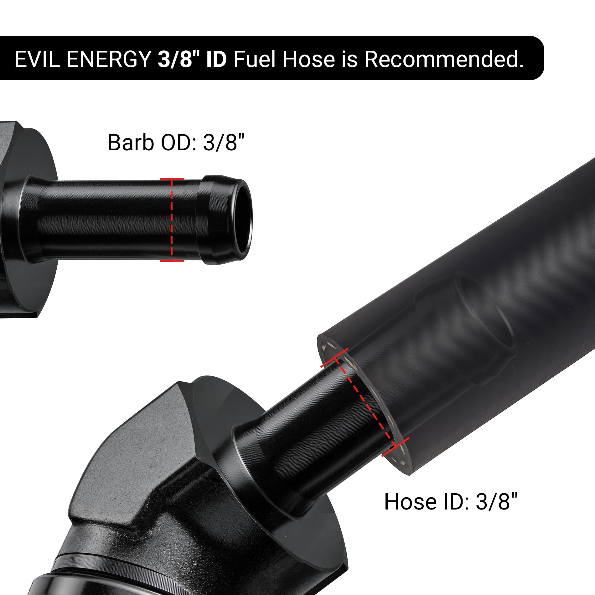 EVIL ENERGY 10AN Female to 3/8'' Barb Hose Fitting 45 Degree Swivel 2PCS