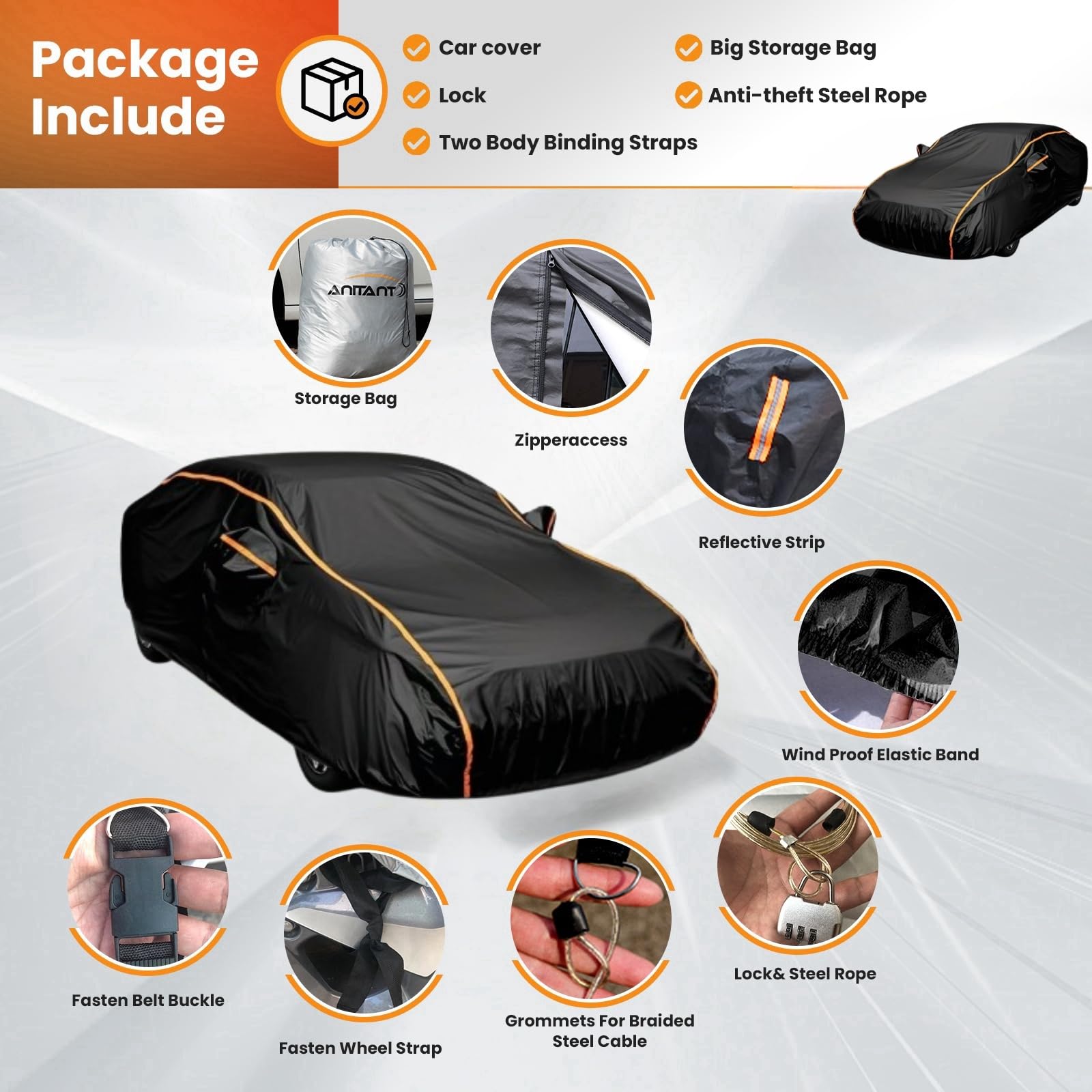 Anitant Waterproof Car Cover,Carpa Para Carro,Small Car Cover,Car Covers For Automobiles All Weather Waterproof,Full Exterior Co