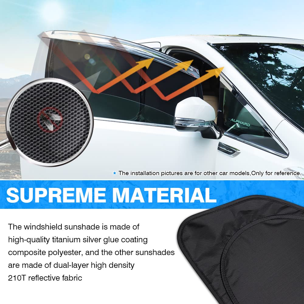 T Tgbros Custom Fit For Sun Shades 2011-2021 Jeep Grand Cherokee Windshield & Rear & Side Windows & Triangular Window Sunshade F