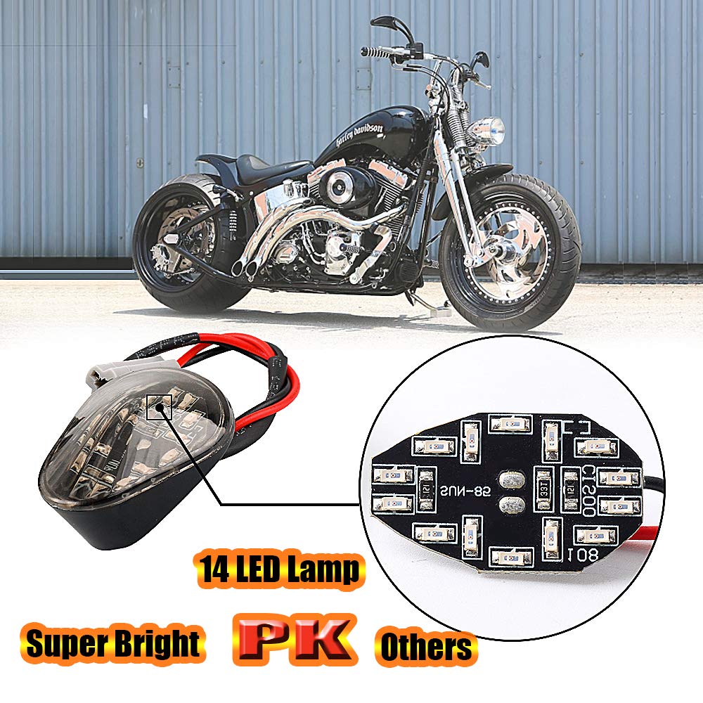 HUSUKU Amber LED Turn Signal Light - 2 PCS Flush Mount for Yamaha YZF R1 R3 R6 FZ Series - Black Plastic, Model 13