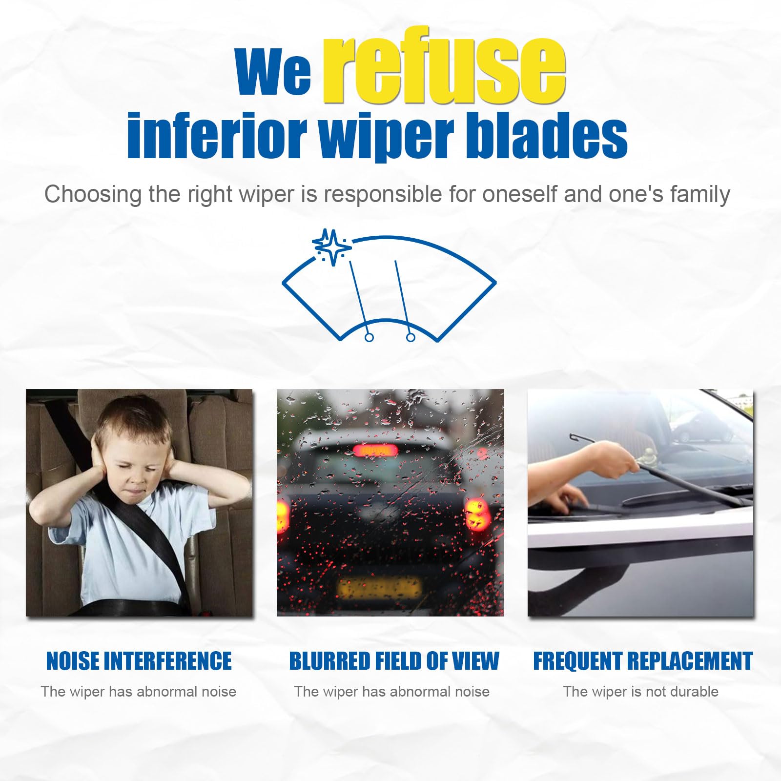 Hrsno 21''+21'' Windshield Wipers With 14'' Rear Wiper Blade Sets Automotive Replacement For Land Rover Discovery 1999-2004,Easy