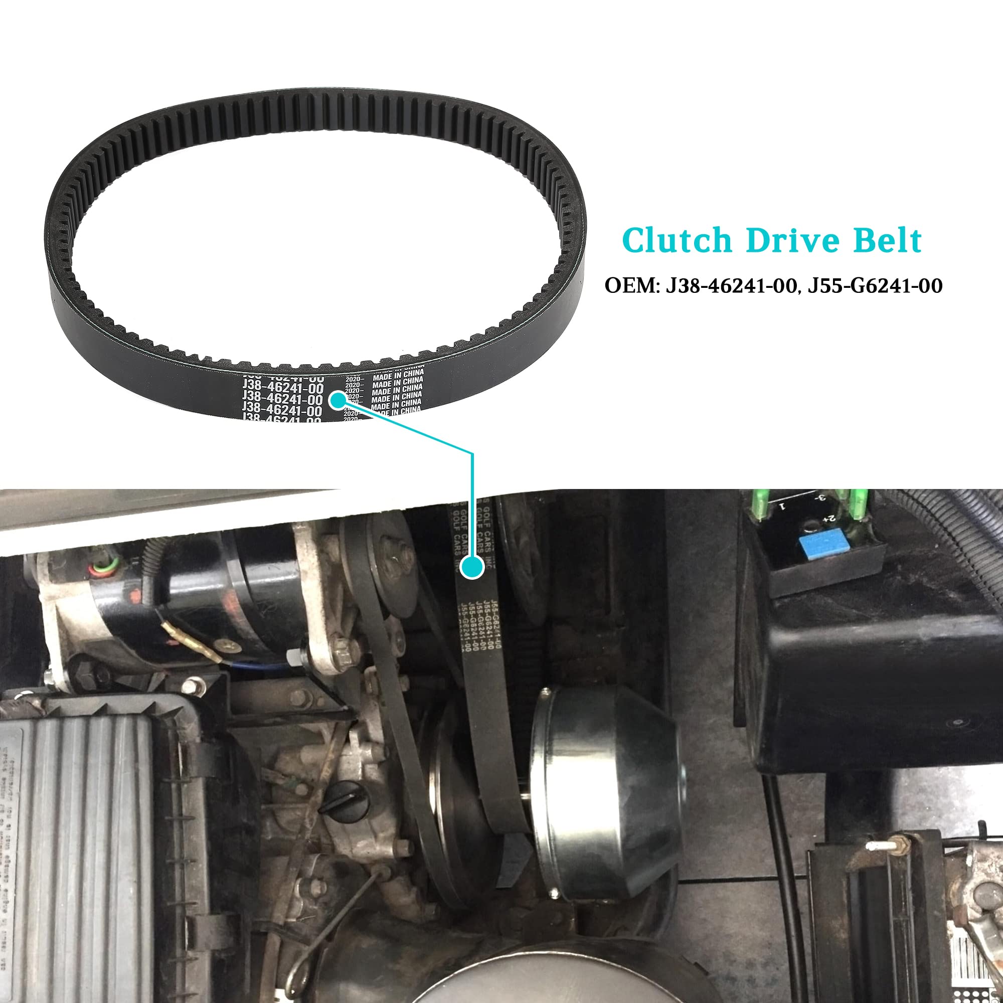 10L0L Clutch Drive Belt For Yamaha G2 G5 G8 G9 G11 G14 G16 G19 G20 G21 G22 G29/Drive 4 Cycle Gas Golf Cart, Oem J38-46241-00, J5