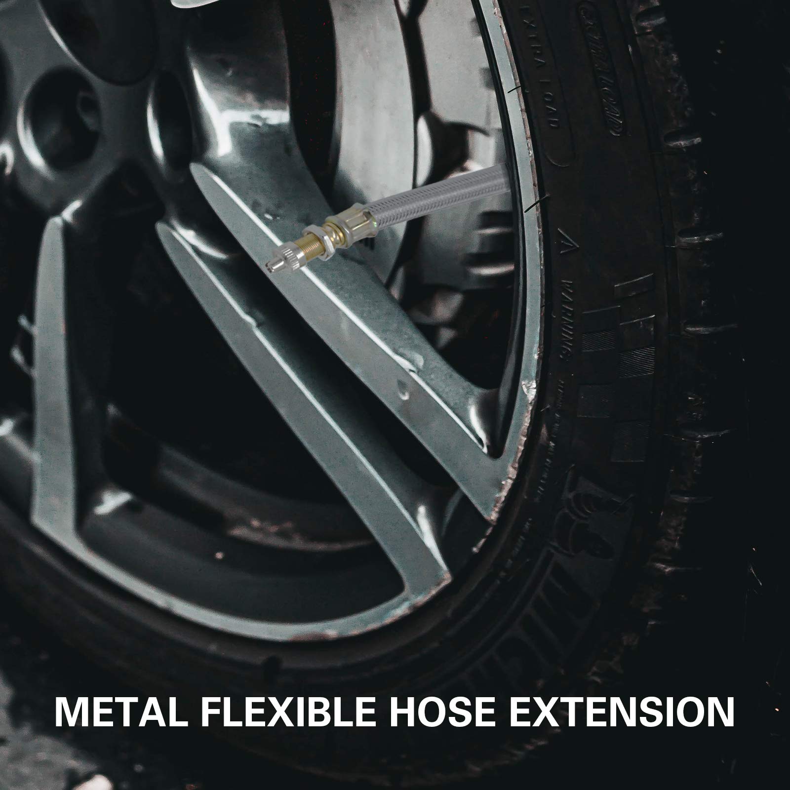 Ckauto 4 Pcs 7''/180Mm Metal Valve Stem Extenders, Universal Valve Stem Extensions Made Of Epdm Rubber, Fit For Heavy Vehicles,