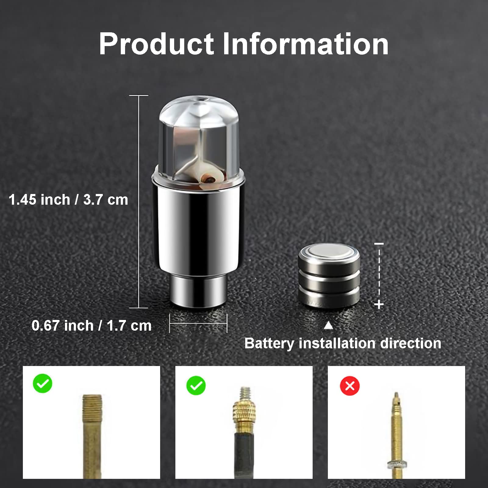 QIZATAH 6 Pcs LED Tire Valve Stem Caps Lights - Intelligent Wheel Lights Glow in Dark, Luminous Car Exterior Accessories, Cool N