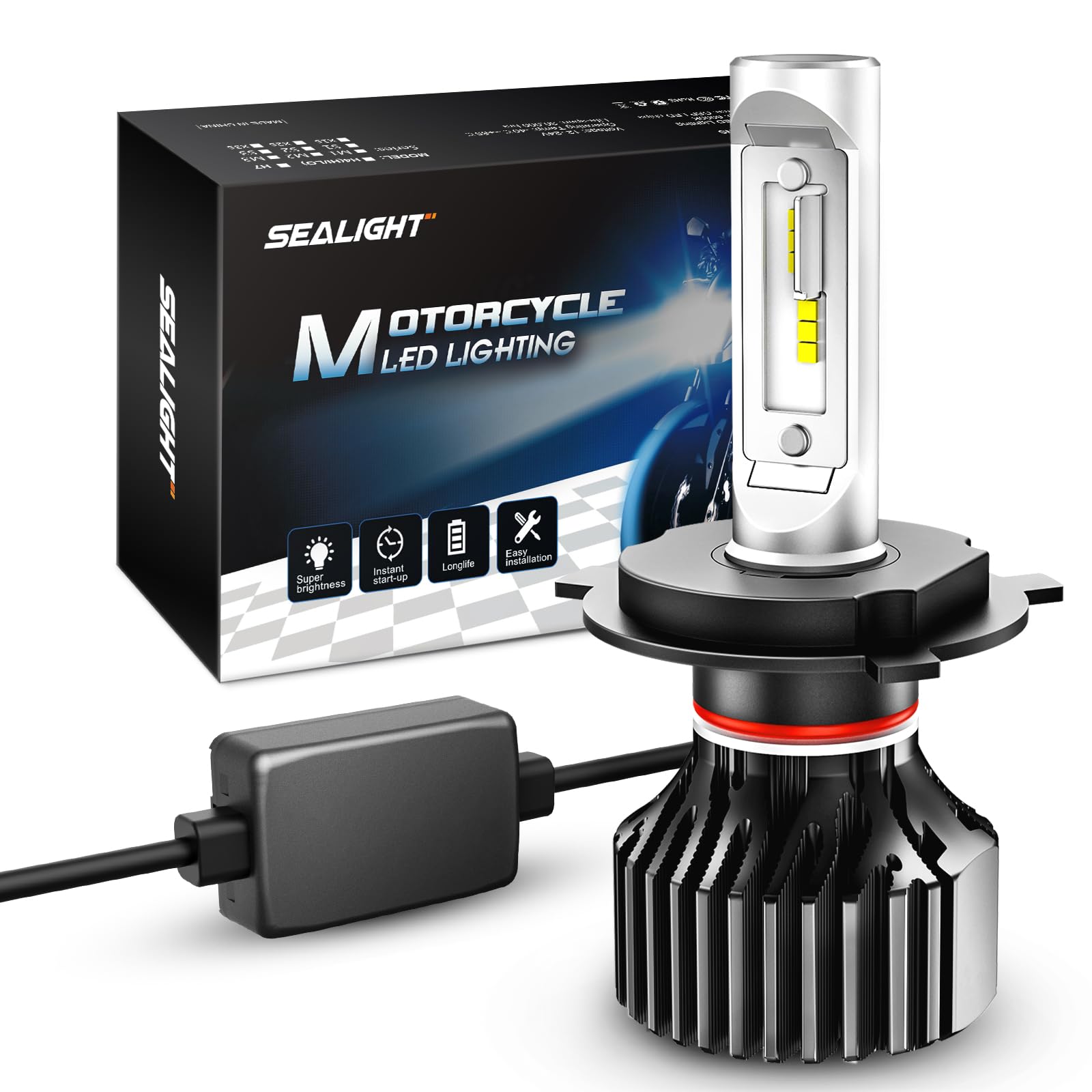 Sealight M1H4/9003 Bulbs For Motorcycle, H4 Driving Light Super Brighter Powersport 9003 Motorcycle Bulbs, Or Fog Bulbs, Plug An