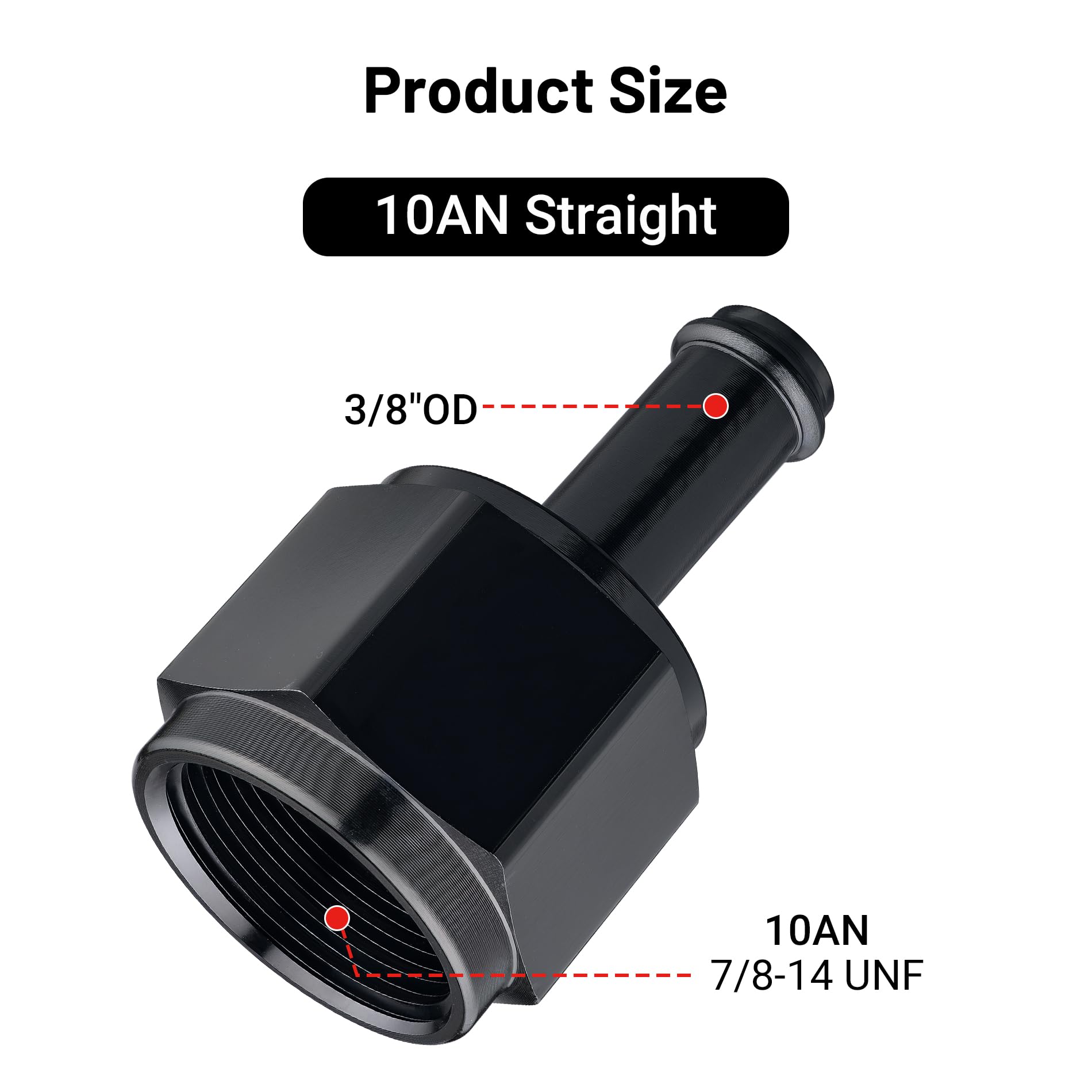 EVIL ENERGY 10AN Female to 3/8'' Barb Hose Fitting Straight Swivel 2PCS
