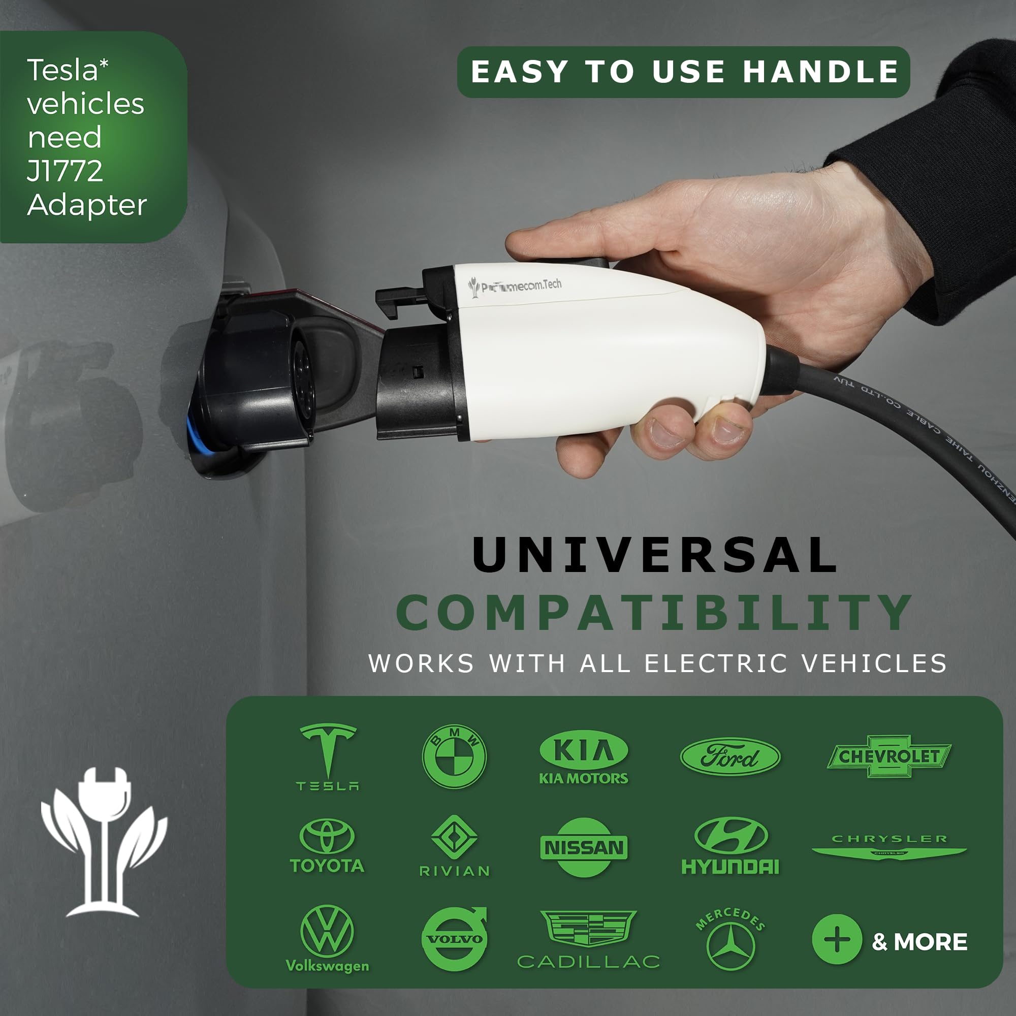 Primecom Level 2 Ev Charger 220/240V, 16A, 30Ft & 50Ft, Portable Evse Electric Vehicle Charging Cable Compatible With Bolt Volt