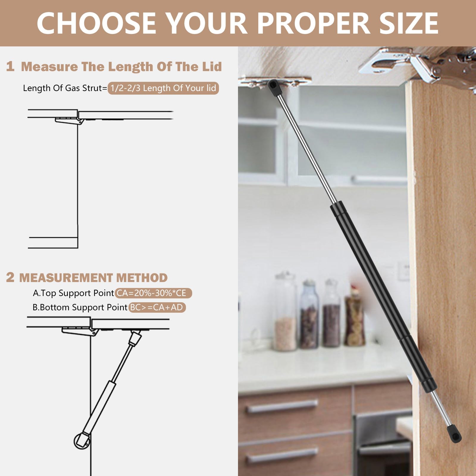 2 Pcs Gas Struts 24 Inch 150 lbs Prop Shock Lift Springs Rod Struts Dual Stroke Heavy Duty for Heavy-Duty Floor Hatch Truck Tonn
