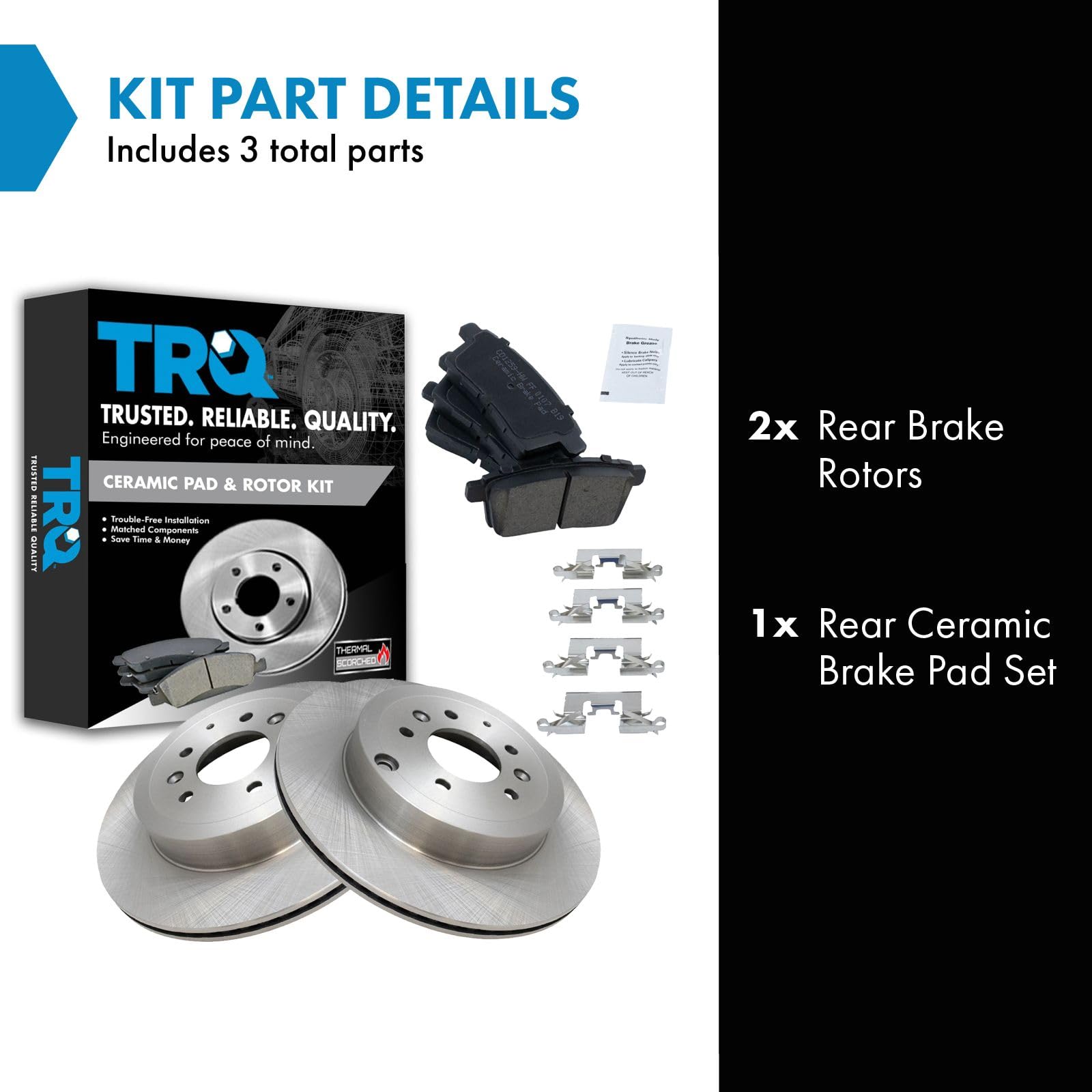 Trq Rear Brake Pad & Rotor Kit Brake Pads Brake Rotor Ceramic Compatible With 2007-2015 Mazda Cx-9