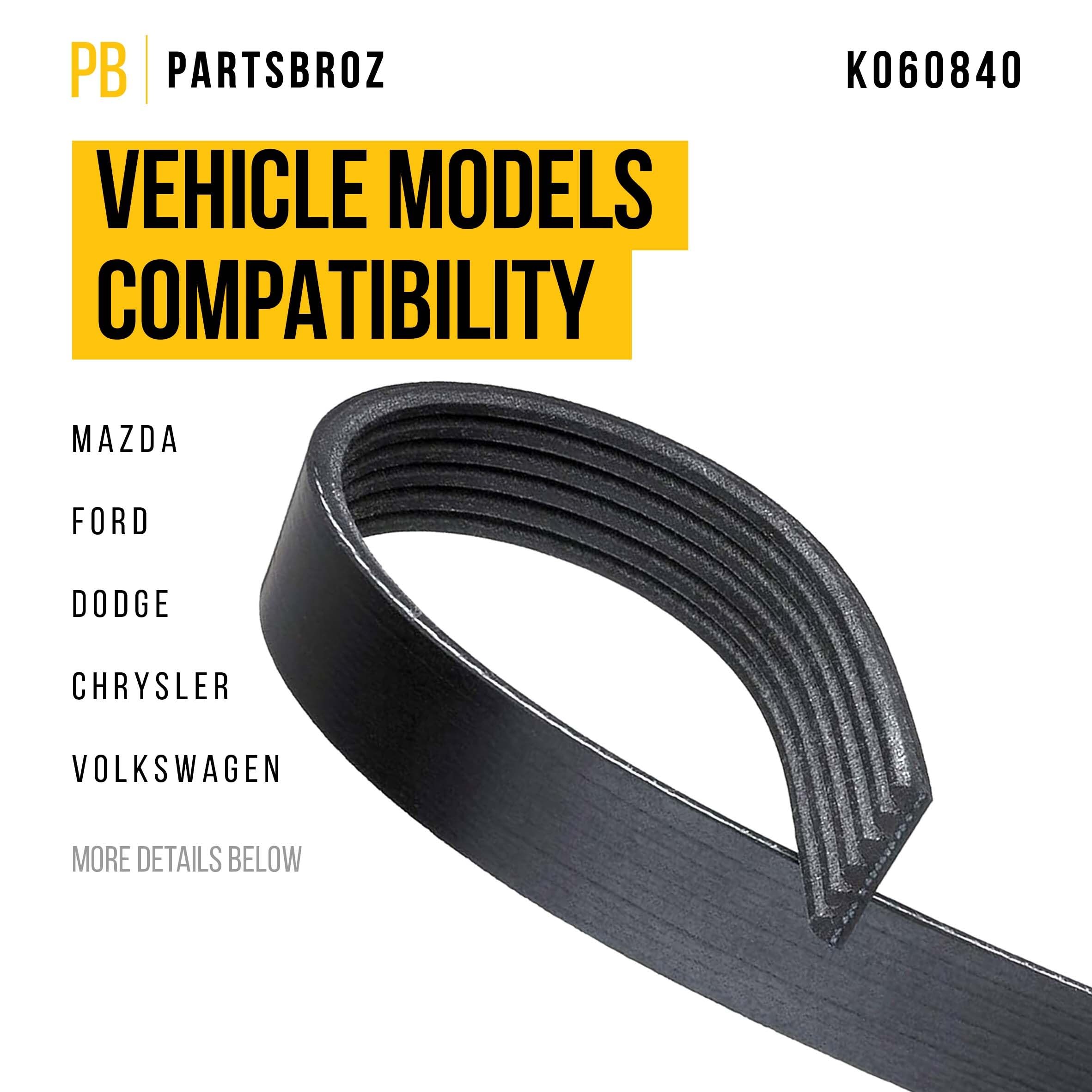 Partsbroz K060840 Micro-V Serpentine Drive Belt - Compatible With Gates Dayco Bando Acdelco Goodyear Continental Masterpro - Rep