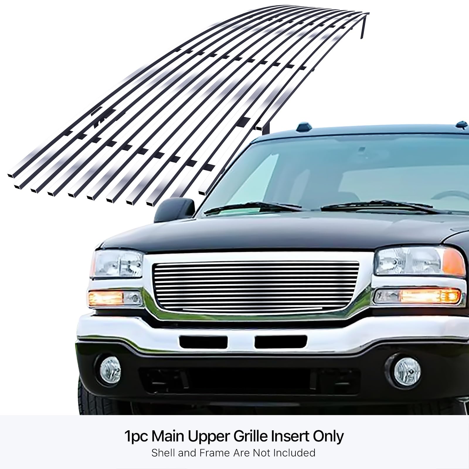 APS Compatible with GMC Sierra 1500 1500HD 2500HD 3500 2003-2006 & 03-04 2500 & 07 Classic Style Main Upper Stainless Steel Chro