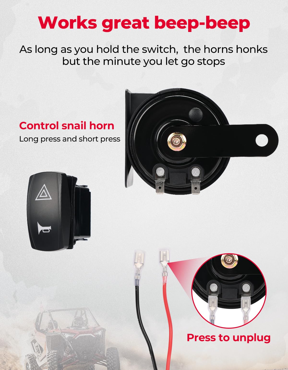 Kemimoto Utv Turn Signal Kit With Horn, Pre-Wired, Plug And Play Utv Atv Blinker With Rocker Switch, Hazard Light, Universal Str
