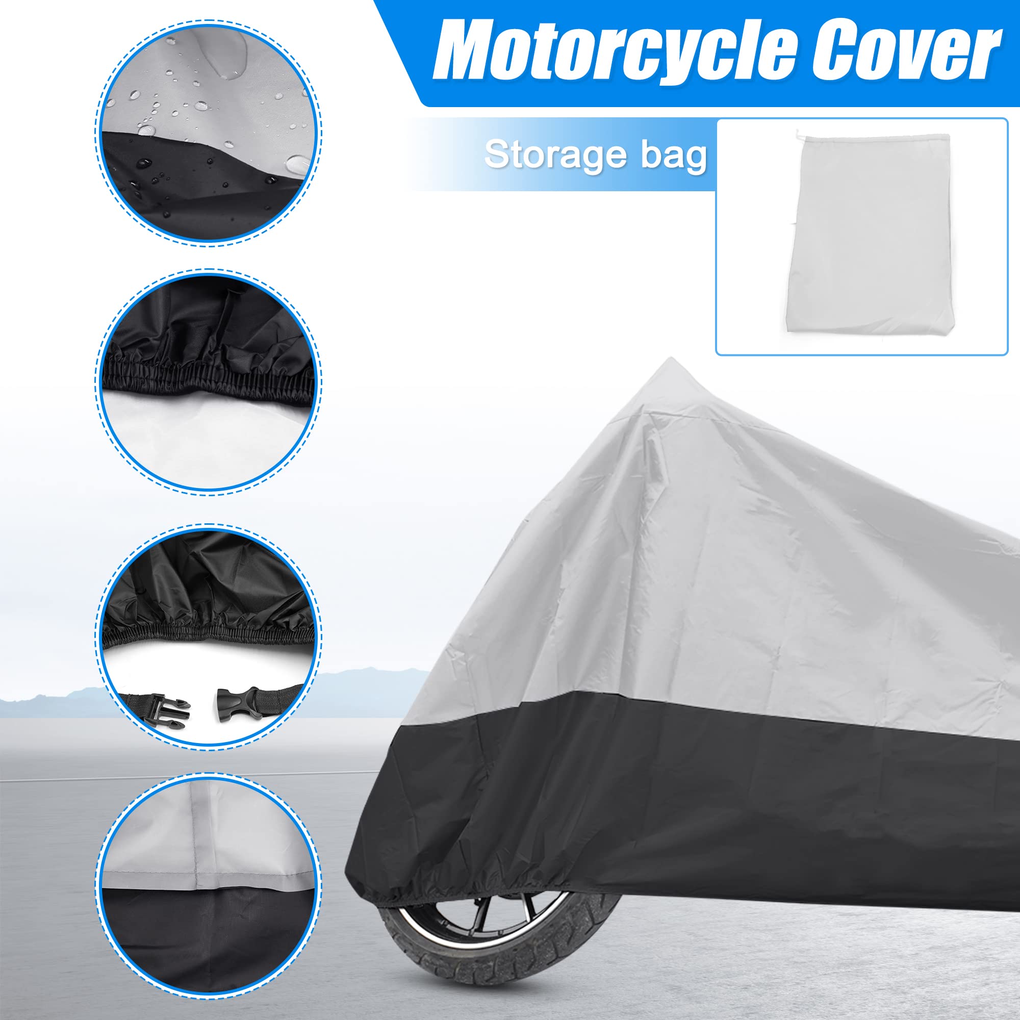 Uxcell Motorcycle Cover Full Cover Rain Cover Waterproof Dust Protector For Honda Cb Cbr Cr Crf Cruiser Scooter Tour Bikes 190T