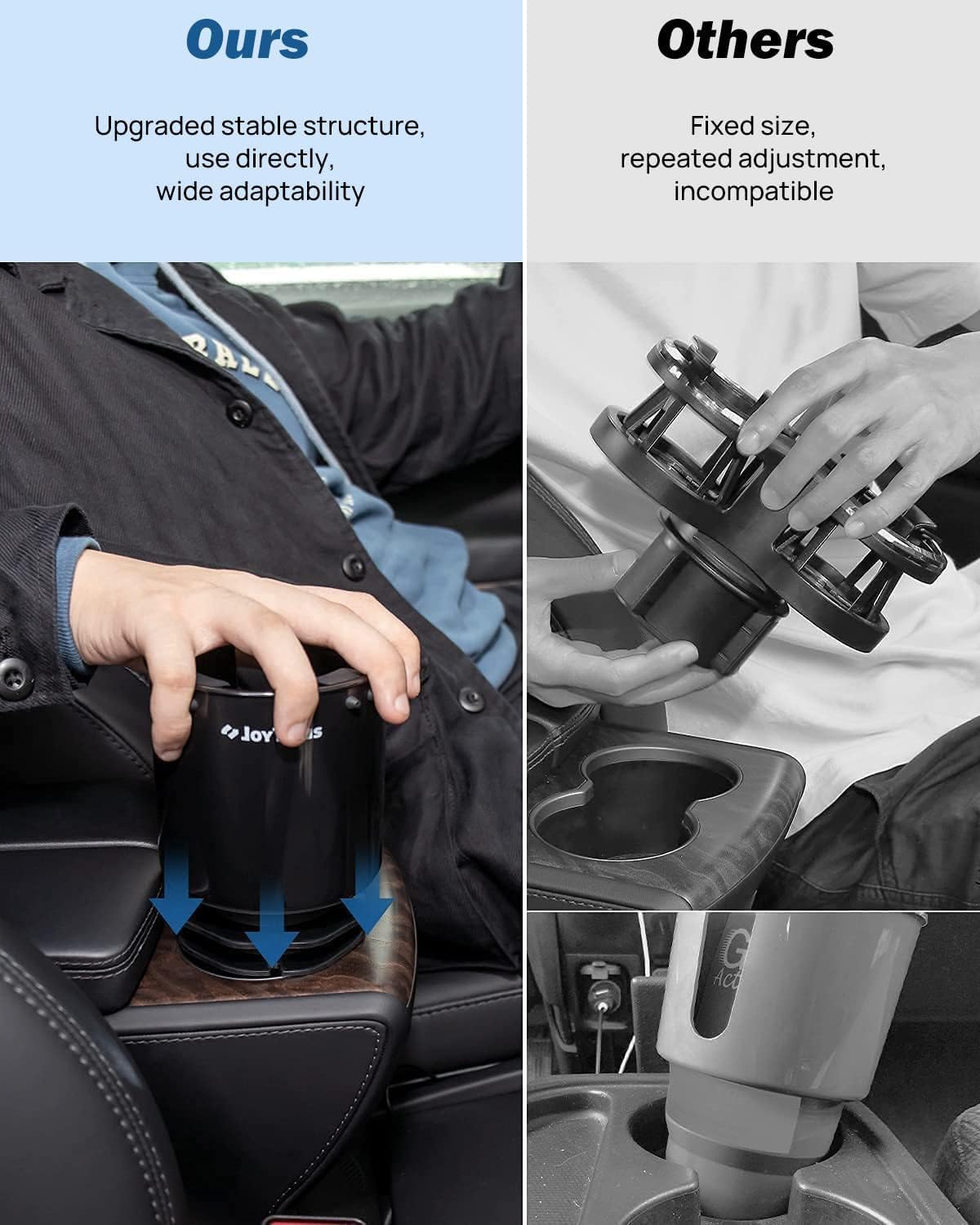 Joytutus Cup Holder Expander For Car, 2 Pack Car Cup Holder Expander For Yeti, Hydro Flask, Large Car Cup Holders Hold 18-40 Oz