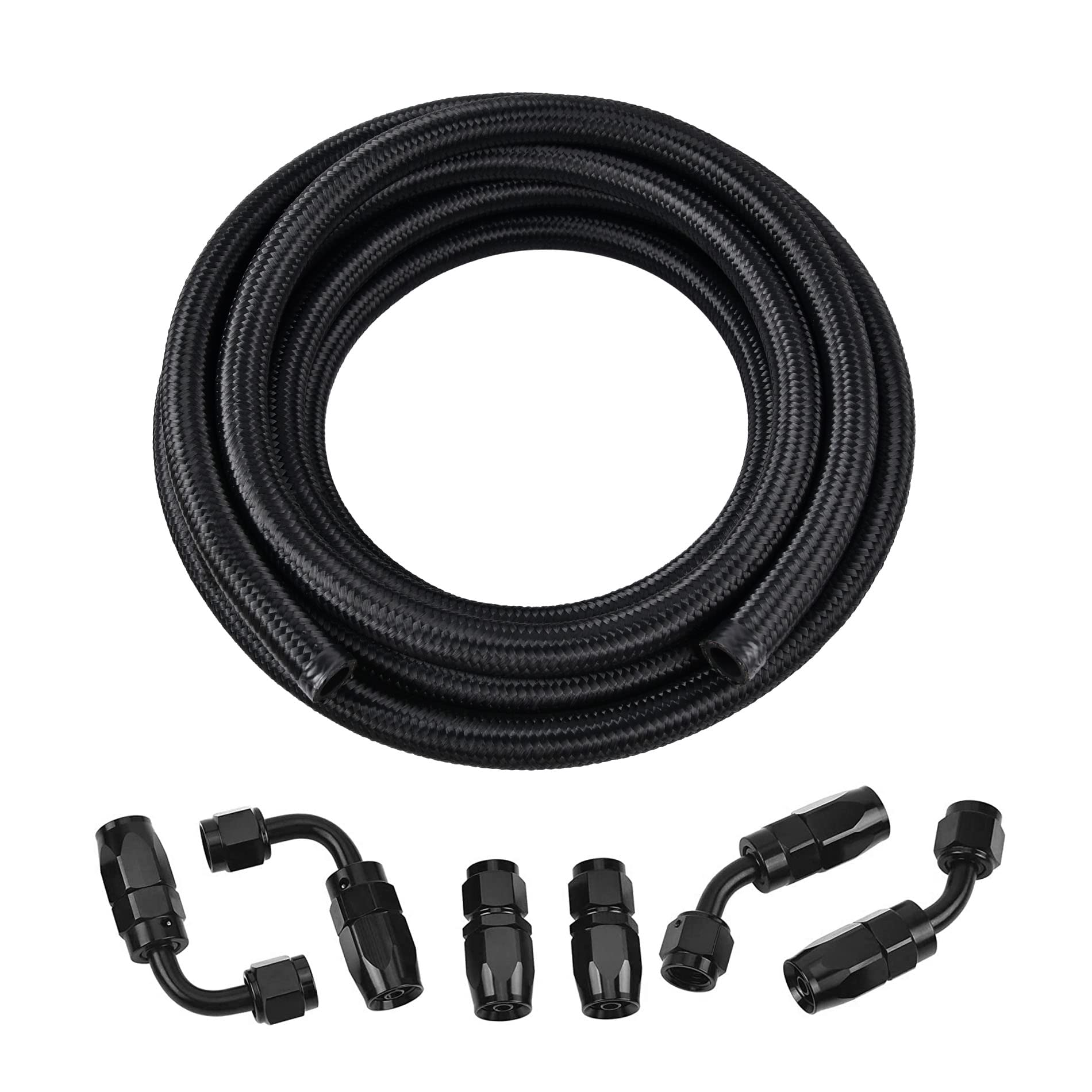 Evil Energy 8An Fuel Line Kit,An8 Braided Nylon Fuel Hose Cpe 10Ft Black