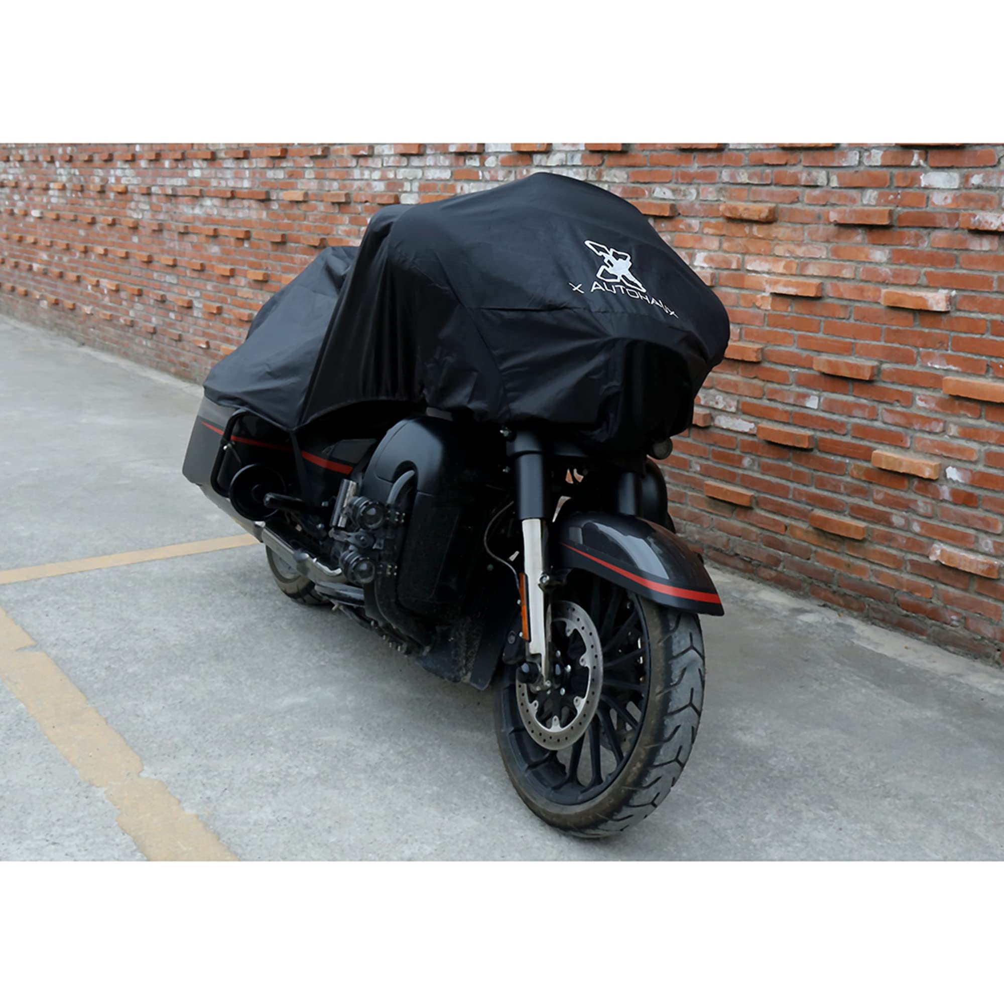 X Autohaux Motorcycle Cover Lightweight Half Cover Outdoor Waterproof Rain Dust Protector Black L Fits Most Sport Adventure Tour