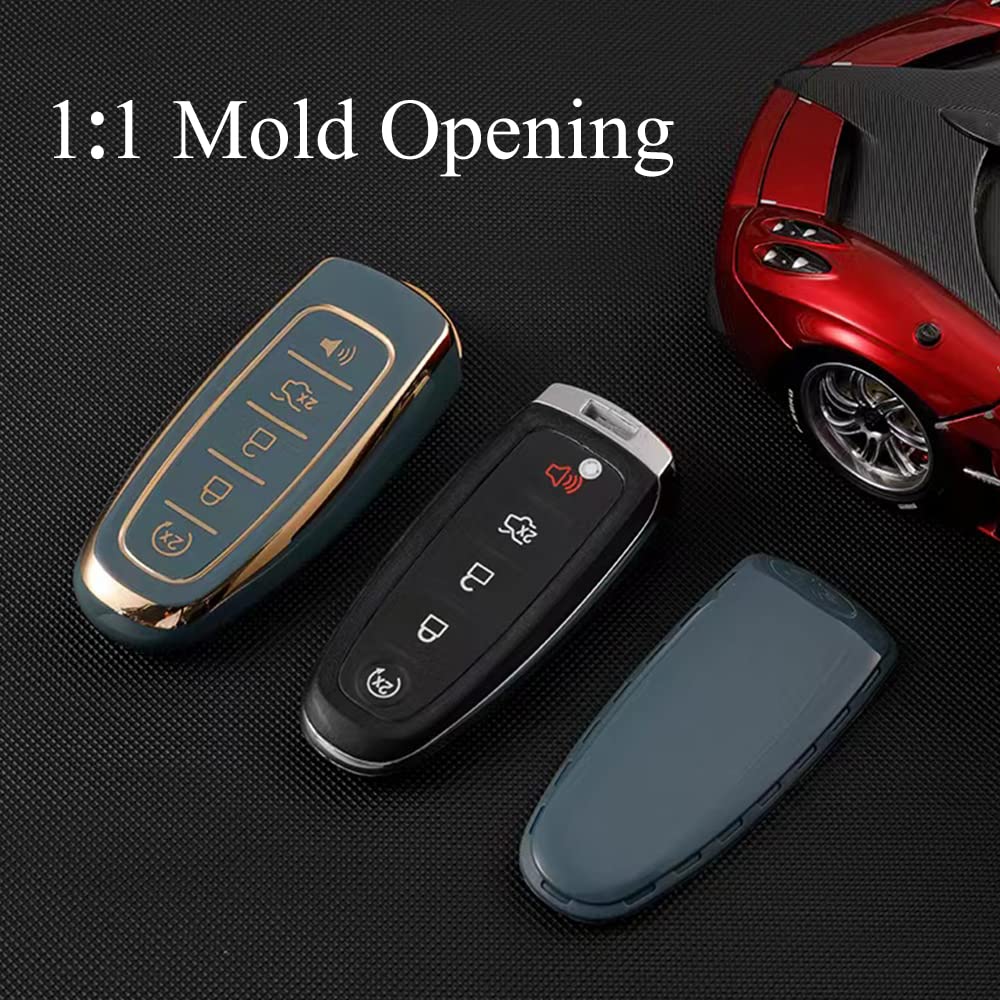Wsauto Key Fob Cover With Metal Keychain Compatible With With Ford C-Max Edge Escape Expedition Explorer Flex Focus Taurus Linco