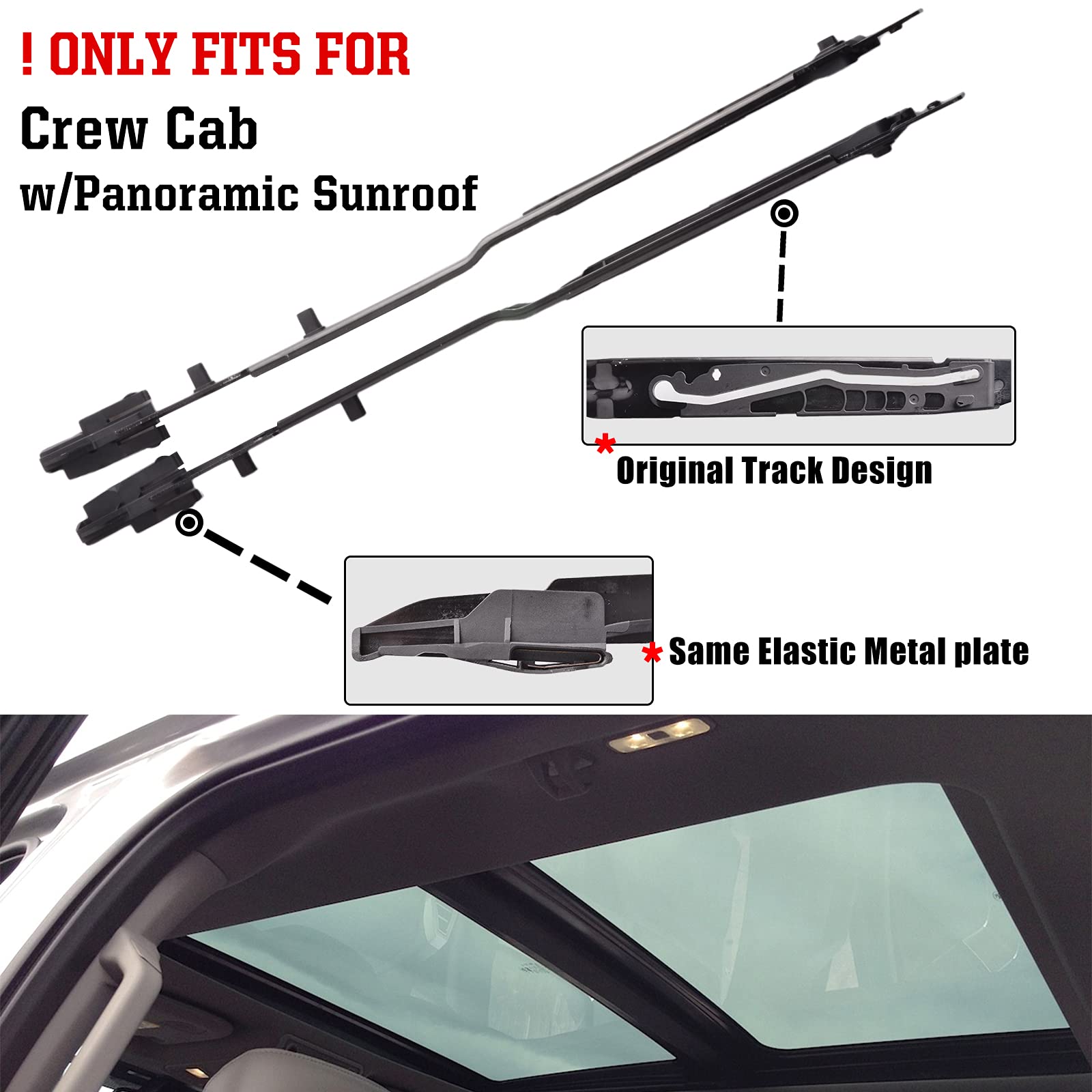 unikpas Sunroof Track for Ford F150 2015-2020, F250 F350 F450 2017-2019, Guide Rails FL3Z-1651071-A