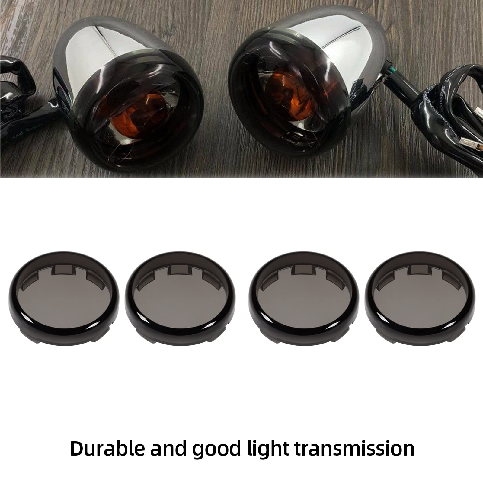 Amazicha Smoke Bullet Turn Signal Light Lens Cover - Anti-Scratch, 4pcs Compatible with Harley Davidson 2000-2024