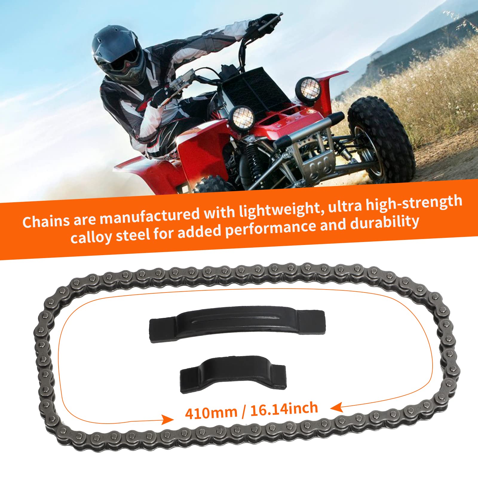 MOTOQUEEN 25H Starter Chain for 50cc-125cc ATV/Dirt Bike Go Kart, Alloy Steel, 62 Links