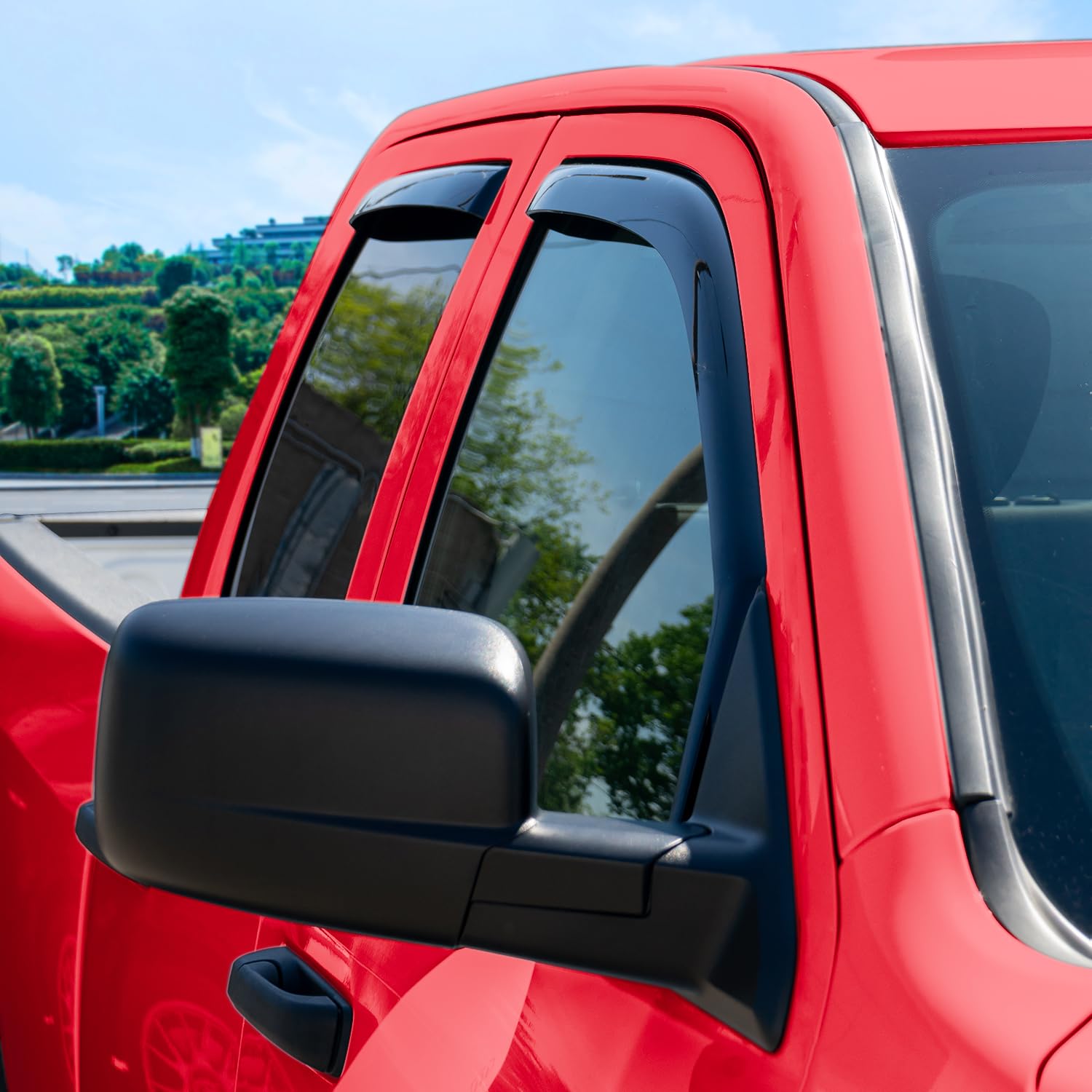 Voron Glass In-Channel Extra Durable Rain Guards For Trucks Dodge Ram 1500 2009-2018 Quad Cab, Window Deflectors, Vent Window Vi