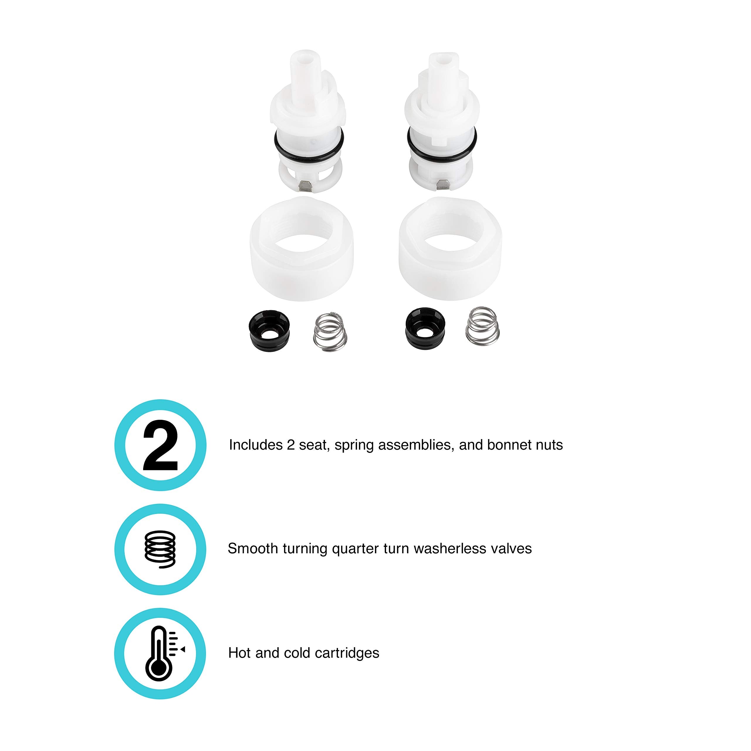 Dura Faucet DF-RK400 Acrylic RV Cartridge Replacement Kit for White Knobs