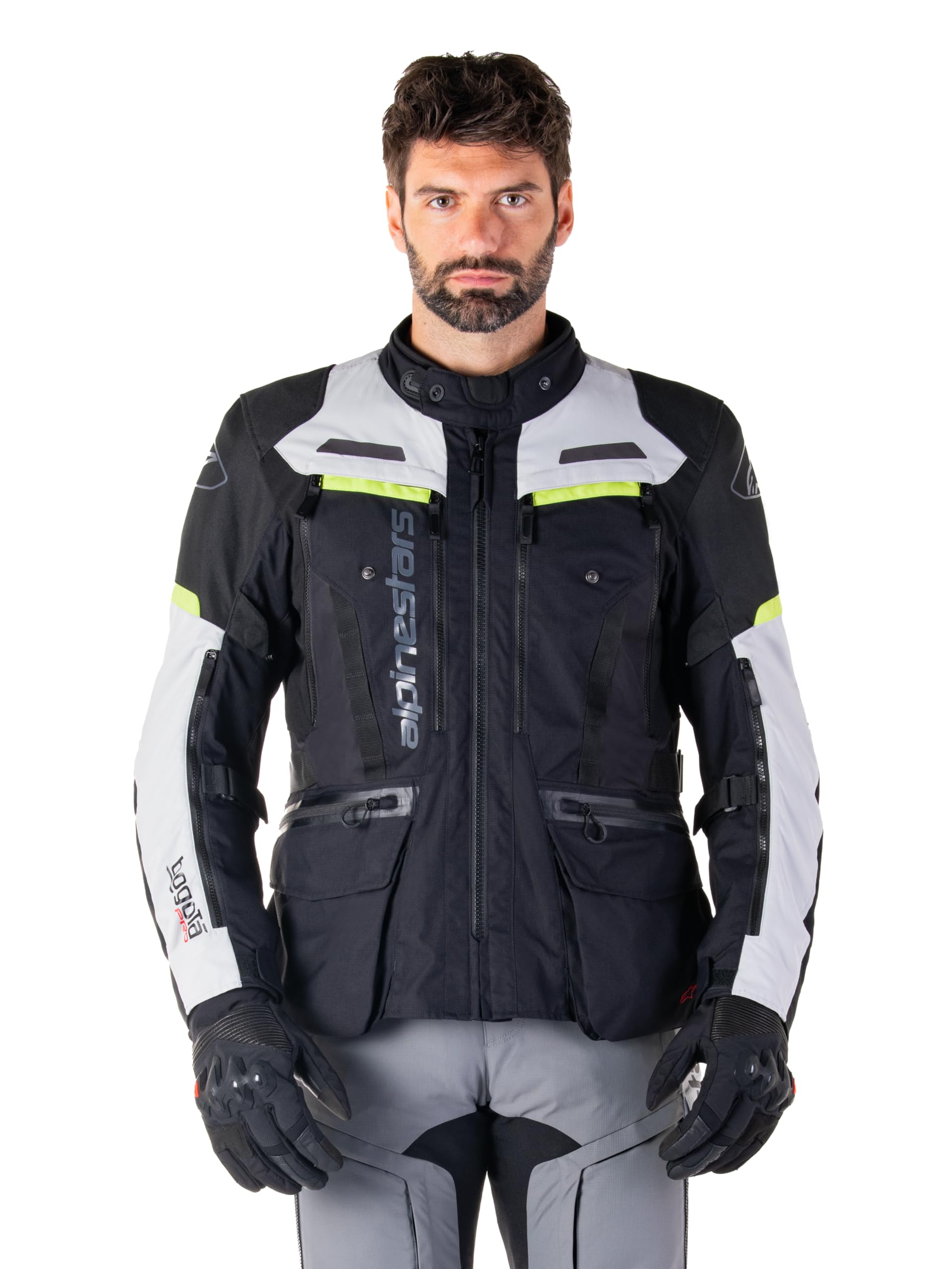Alpinestars Bogota Pro Drystar Jacket XL, Black/Ice Gray/Yellow