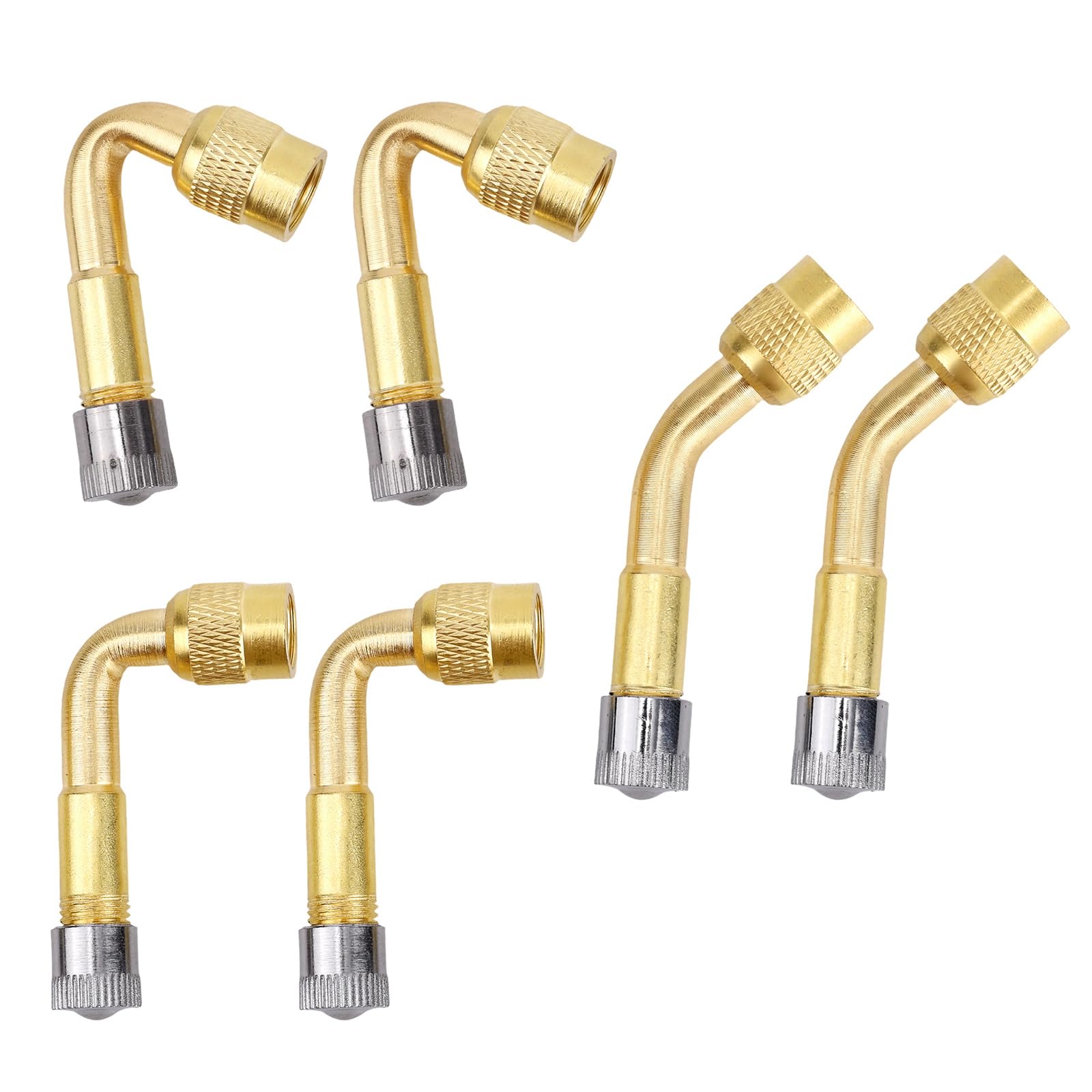 Gosknor 6pcs Metal Valve Stem Extenders, 45 90 135 Universal Brass Tire Valve Extension Tire Stem Extenders for Dual Wheels Pass