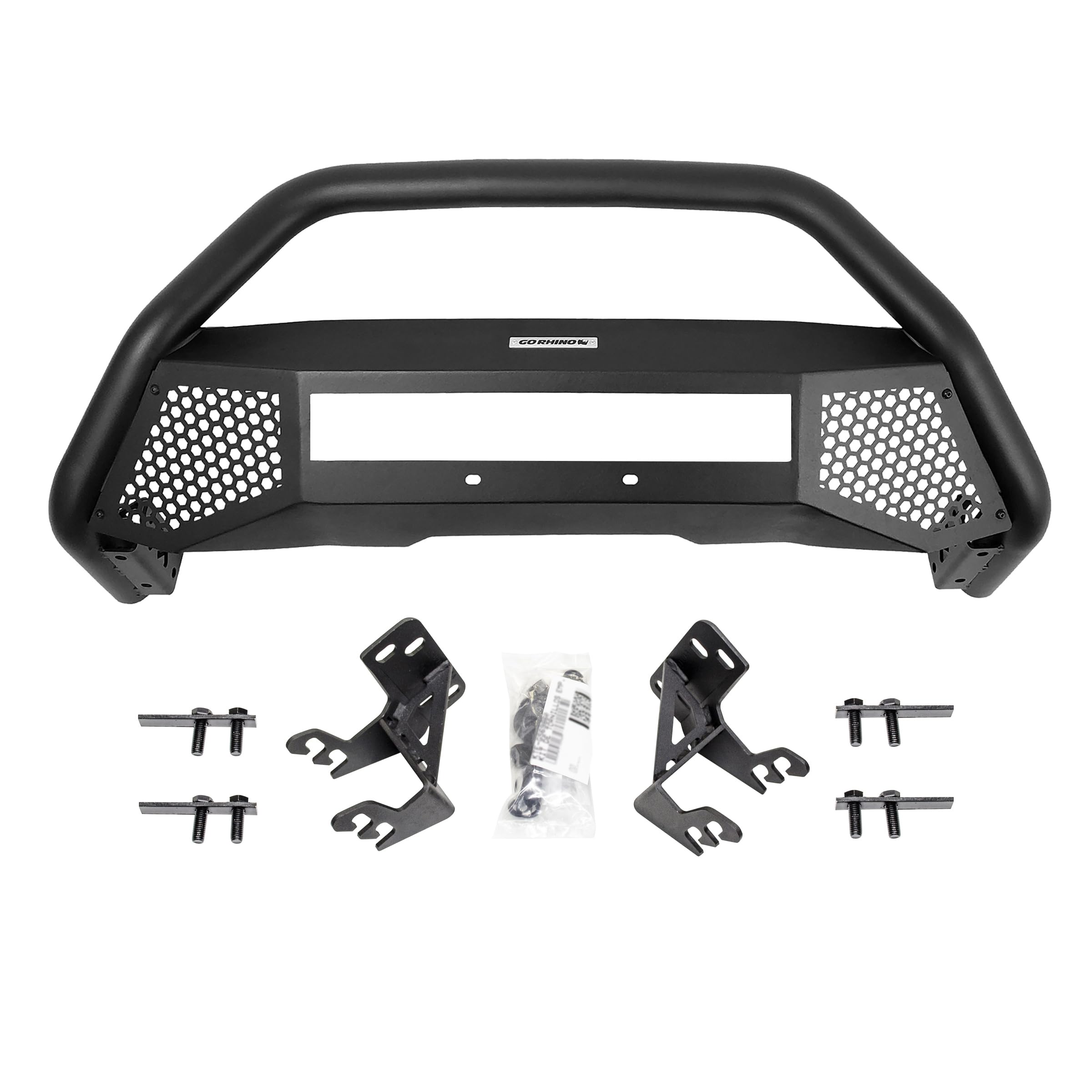 Go Rhino Rc4 Bull Bar W/ Hole For 20' Single Row Led Light Bar & Mounting Brackets | Mild Steel, Textured Black | 545660T | Fits 2016 - 2023 Toyota 4Runner