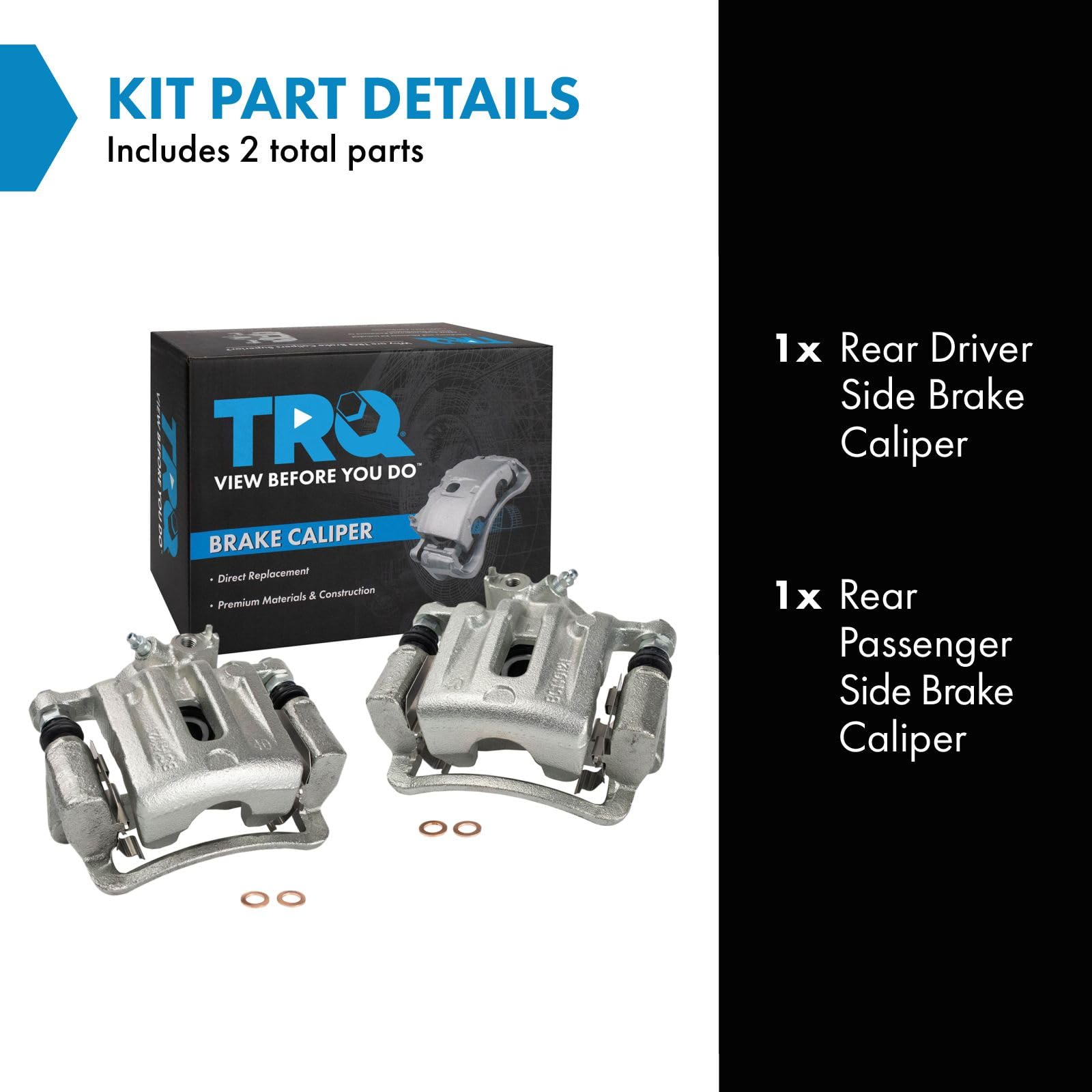 Trq Rear Brake Caliper Set Compatible With 2012-2015 Chevrolet Captiva Sport 2007-2017 Equinox 2010-2017 Gmc Terrain 2007-2009 P