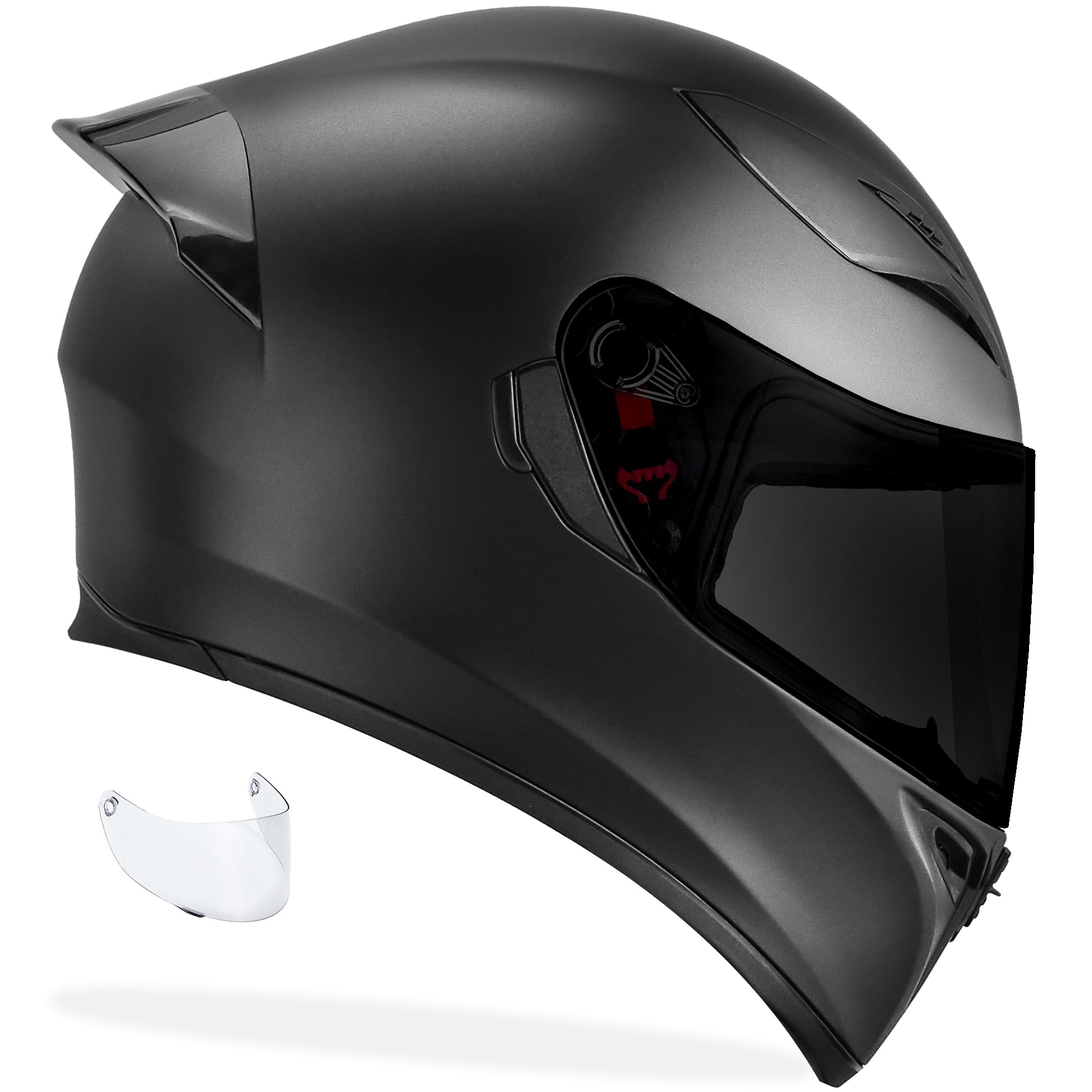 Gdm Ghost Full Face Motorcycle Helmet - Matte Black, Small (Clear & Tinted Shields)