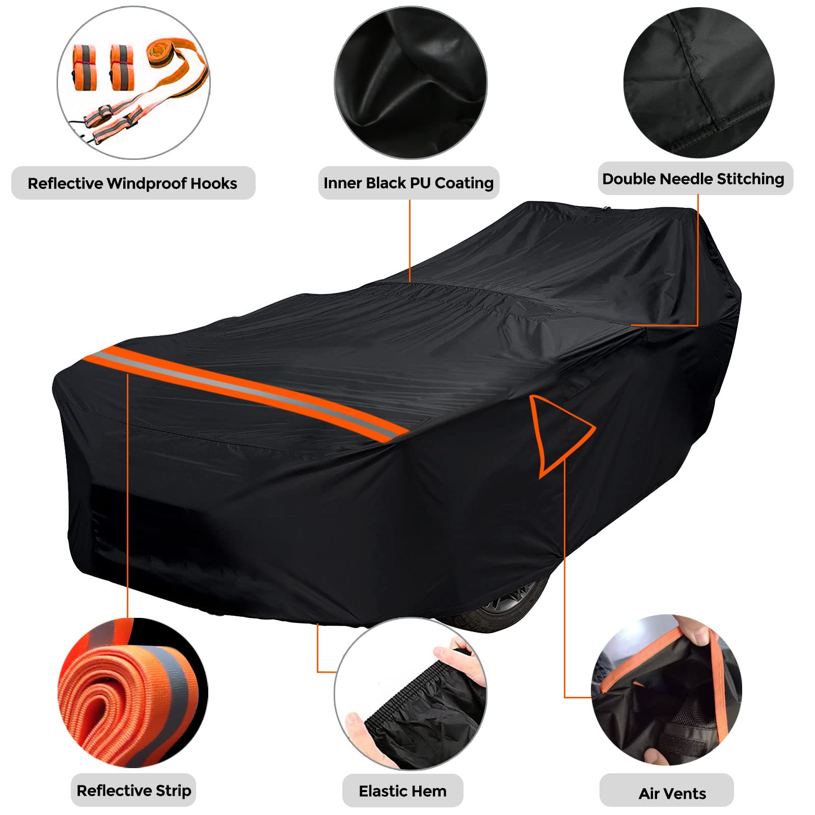 SAPUBK Waterproof Go Kart Cover, 420D Oxford Cloth, Fits 2015-2025 Polaris Slingshot Without Roof, Outdoor Protection, Reflective Strips