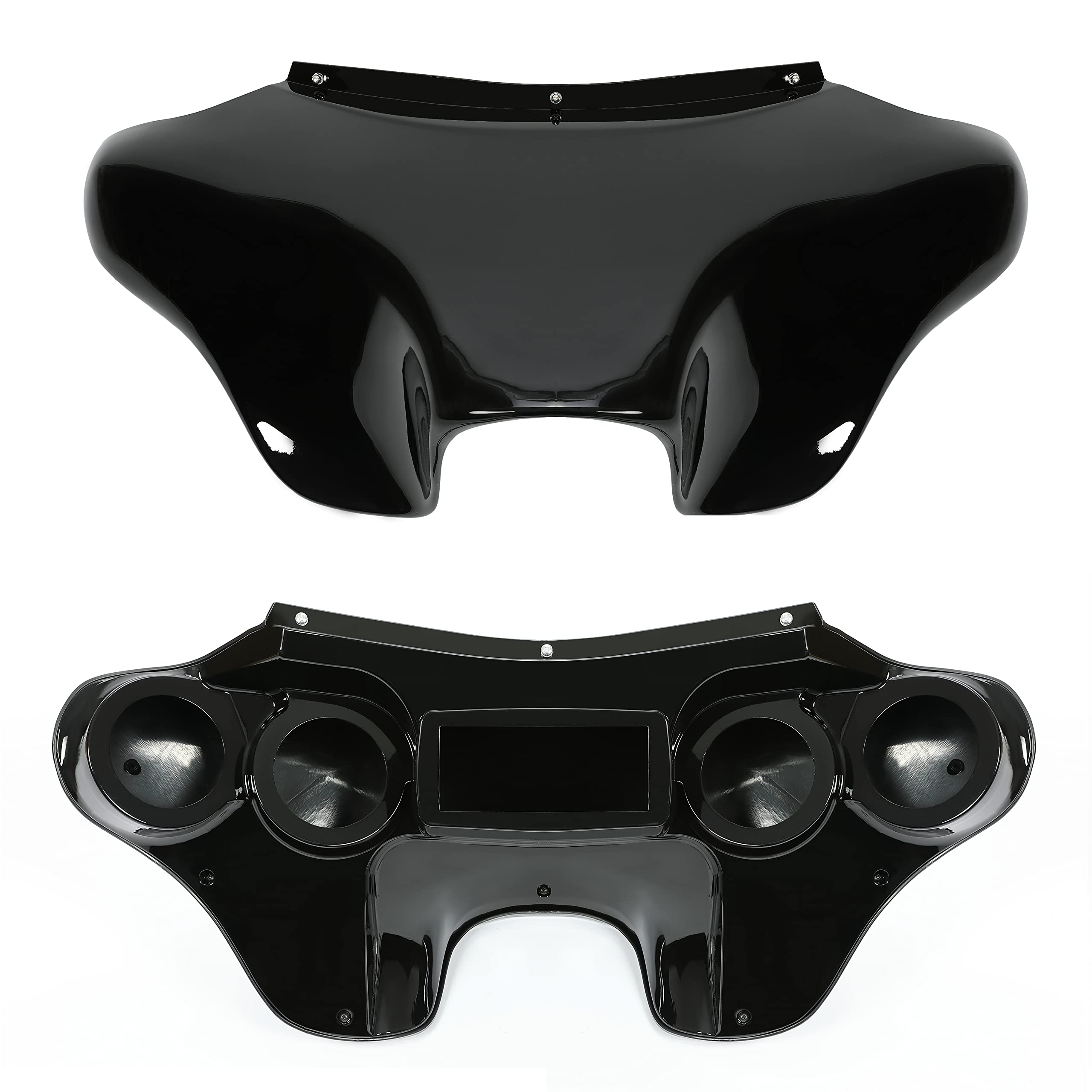Hecasa Front Batwing Fairing Compatible With 1986-2015 Harley Davidson Heritage Softail Fat Boy Deluxe Outer Bat Wing W/Clear Windshield 4 Speaker Mount