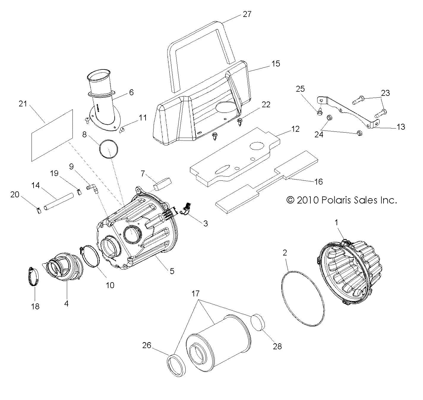 Polaris Rzr Air Intake Assembly, Lid, Genuine Oem Part 1240432, Qty 1