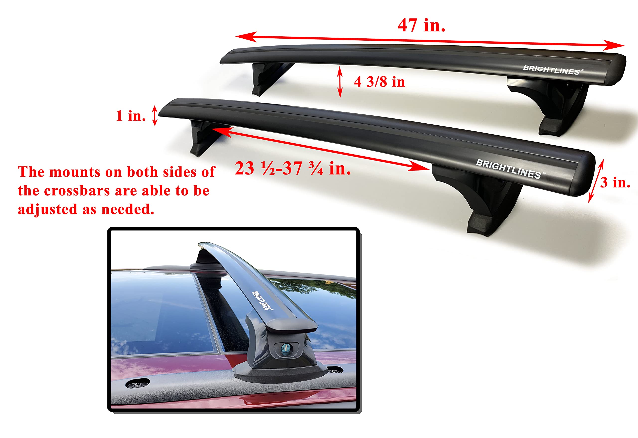 BRIGHTLINES Heavy Duty Aluminum Roof Rack Crossbars for 2011-2021 Jeep Grand Cherokee, Black, Model BL15-1-BB