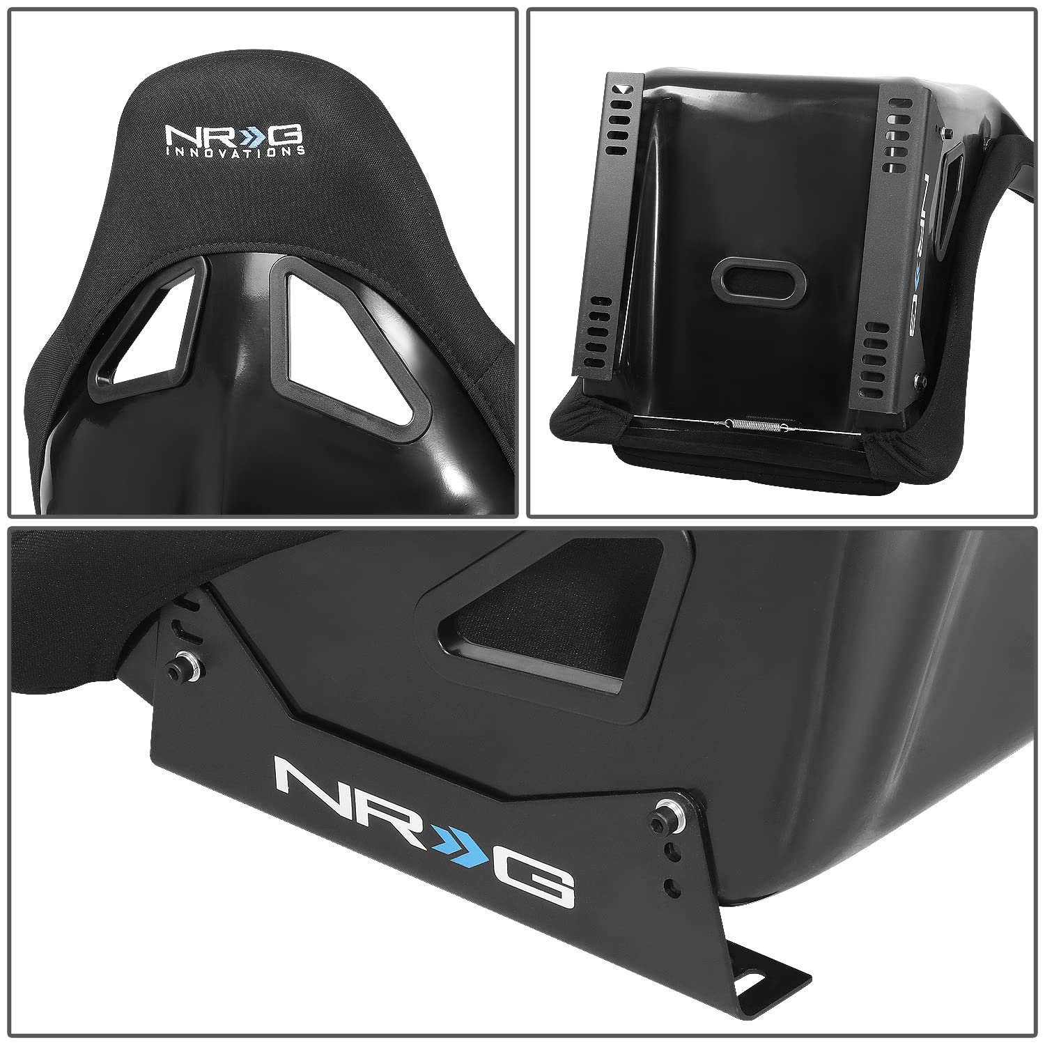 Nrg Innovations Nrg-Frp-330 Fiber Glass Fixed Back Bucket Racing Seat (Small), 4 Pt Harness Compatibility, Black Seat Cover, 19'