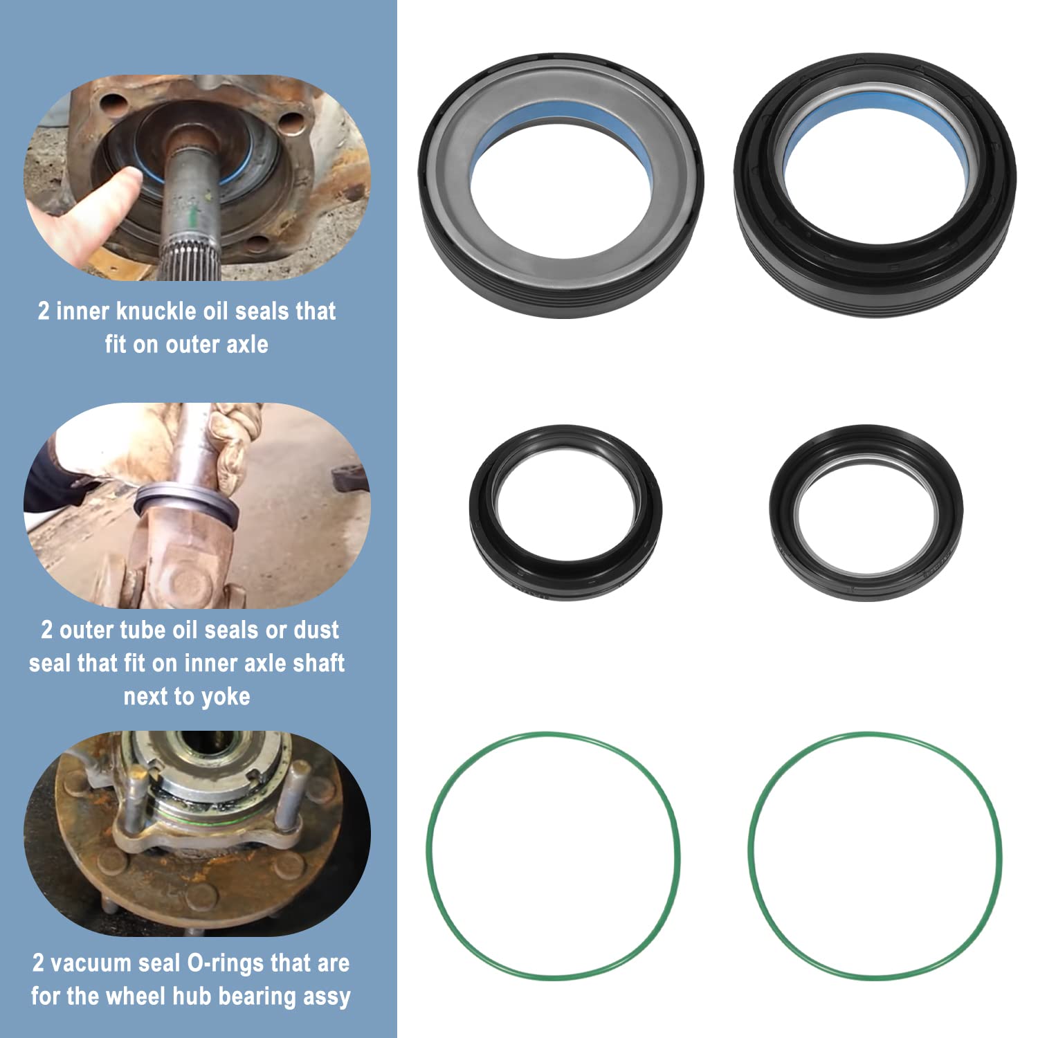 Front Axle Vaccum Knuckle & Tube Seal Kit Fit For 1998 1999 2000 2001 2002 2003 2004 Ford Super Duty Excursion F250 F350 F450 F5