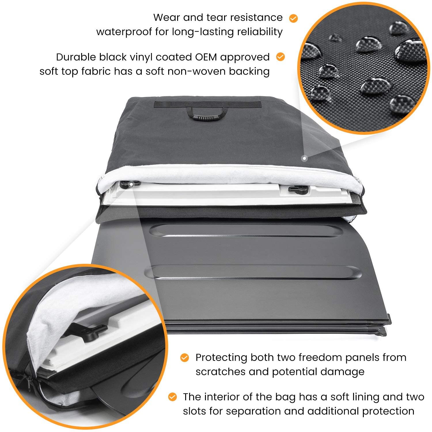 Freedom Panel Hard Top Storage Bag With Handle For 2007-2024 Jeep Wrangler Jk Jku Jl Jlu Sports Sahara Freedom Rubicon Unlimited